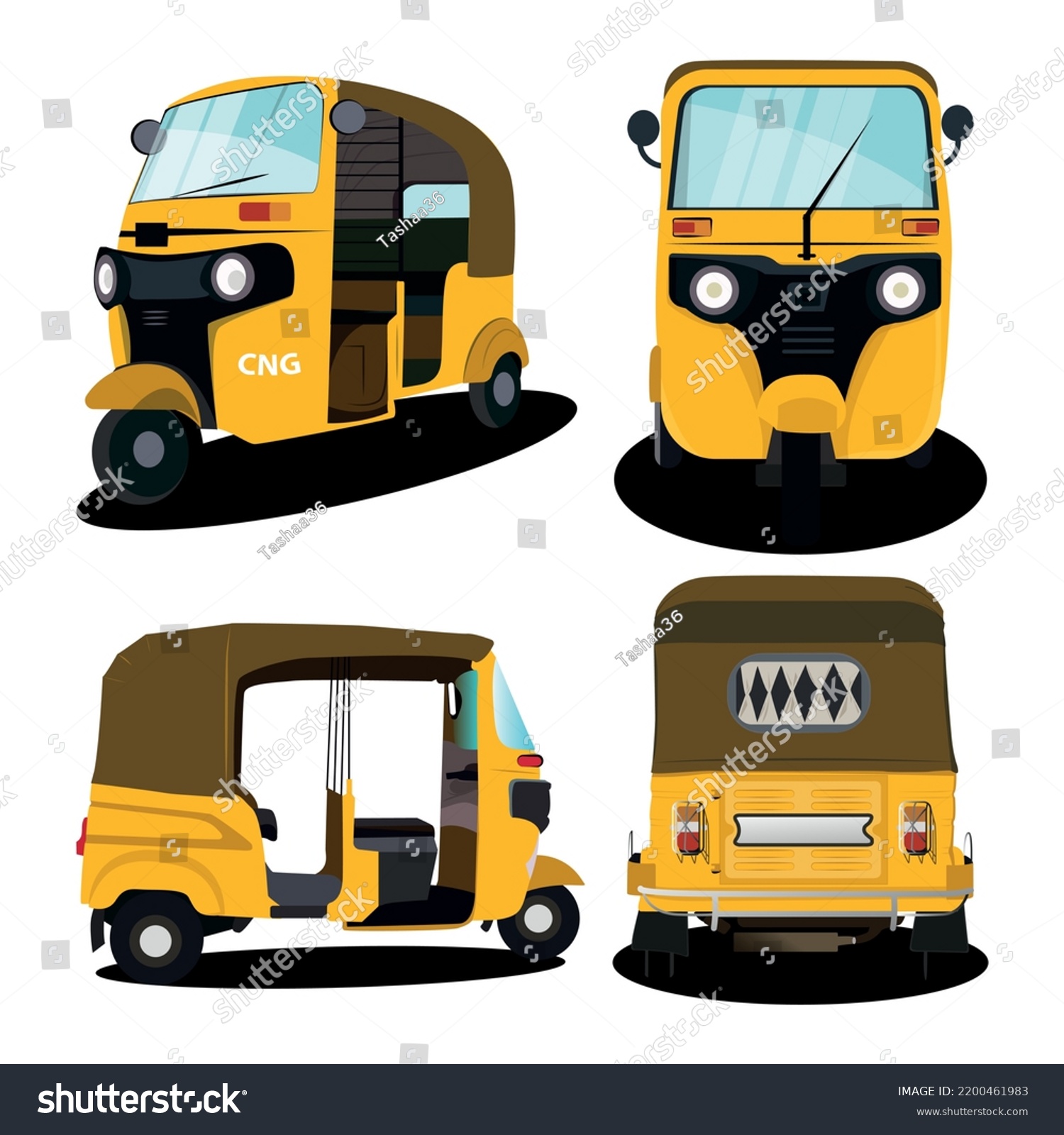 Set Yellow Auto Rickshaw Illustrations India Stock Vector (Royalty Free ...