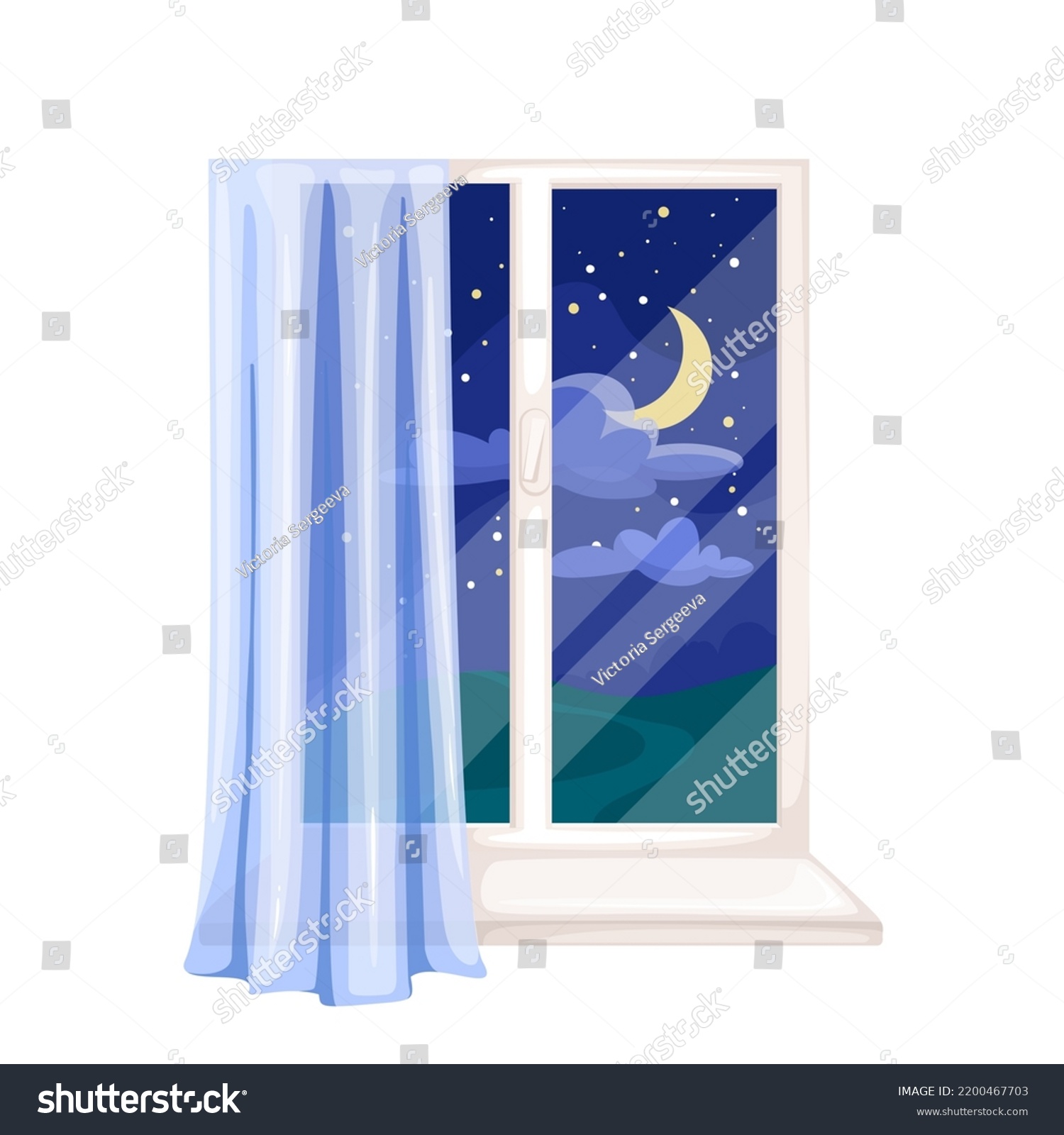 Window Dark Blue Sky Night Vector Stock Vector (Royalty Free ...