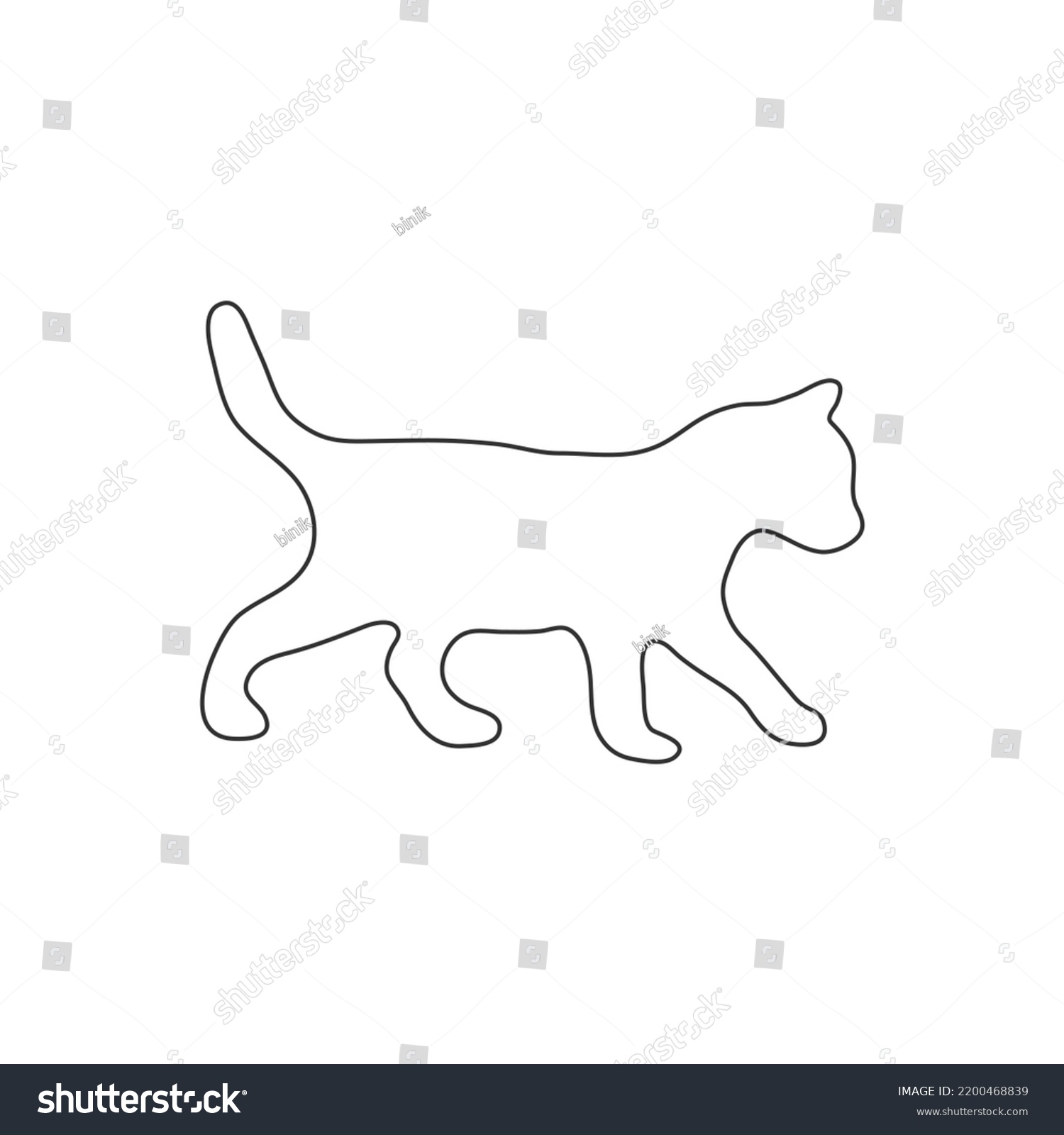 Kitten Single Line Drawing Cat Linear Stock Vector (Royalty Free ...