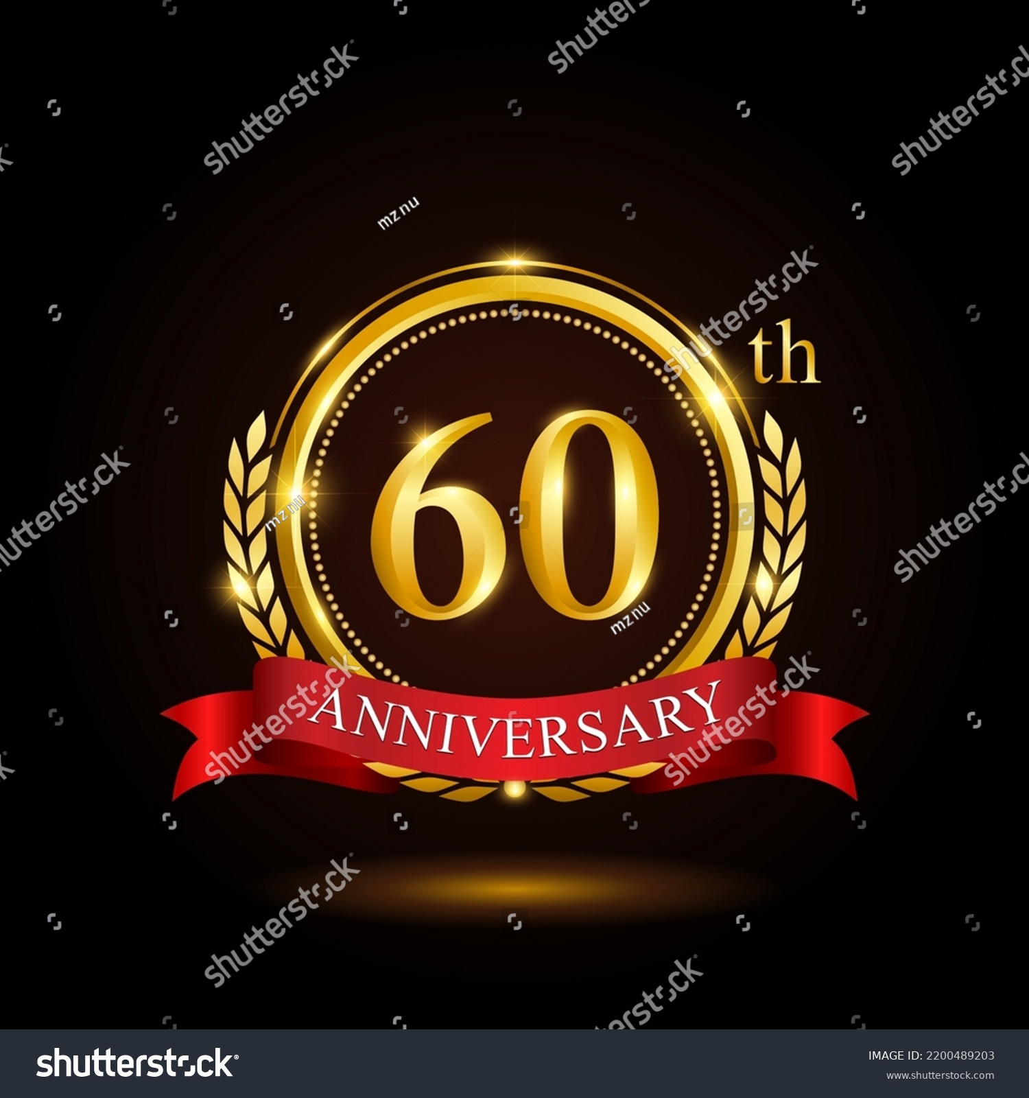 60th Golden Anniversary Template Design Shiny Stock Vector (Royalty ...