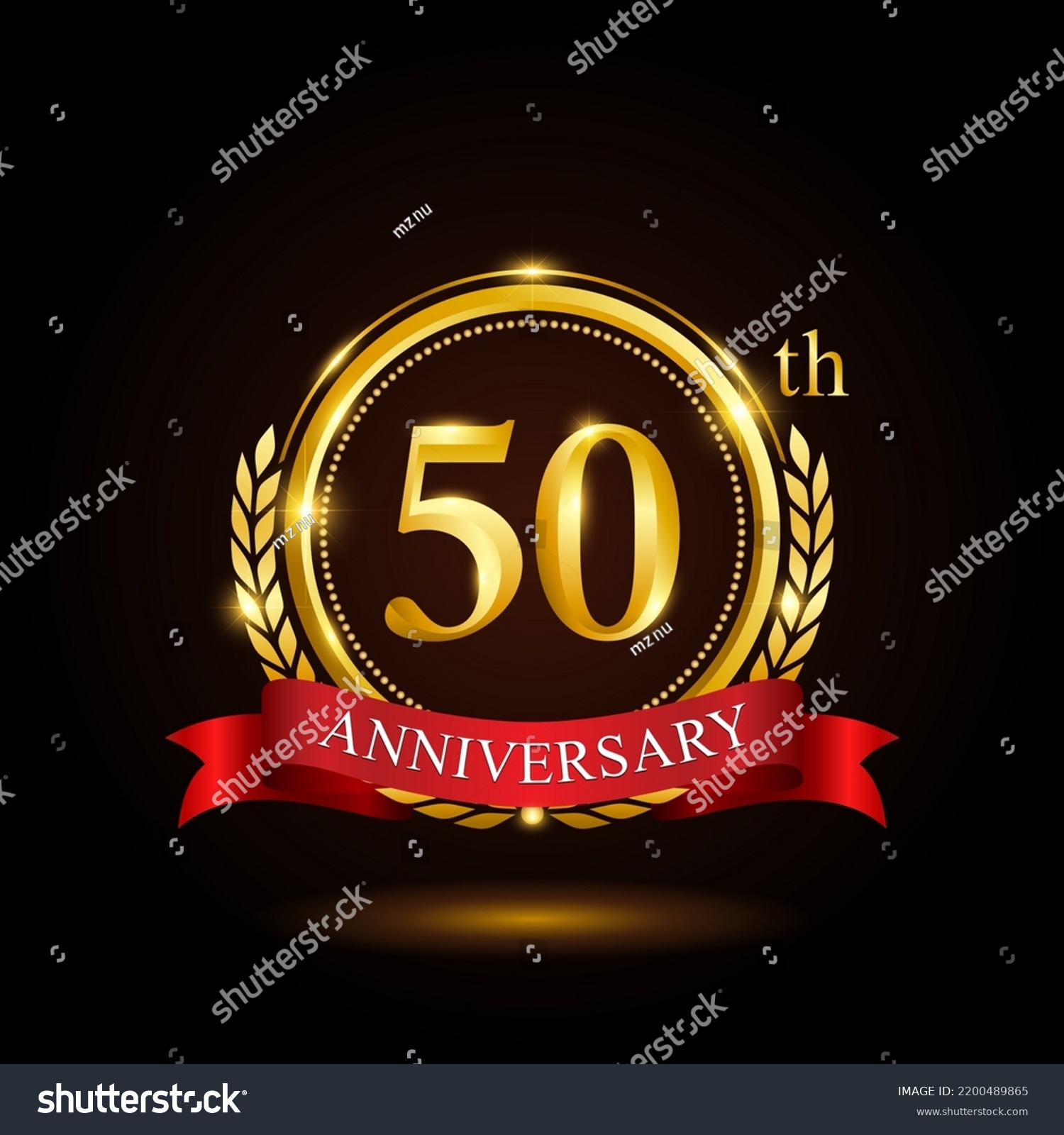 50th Golden Anniversary Template Design Shiny Stock Vector (Royalty ...