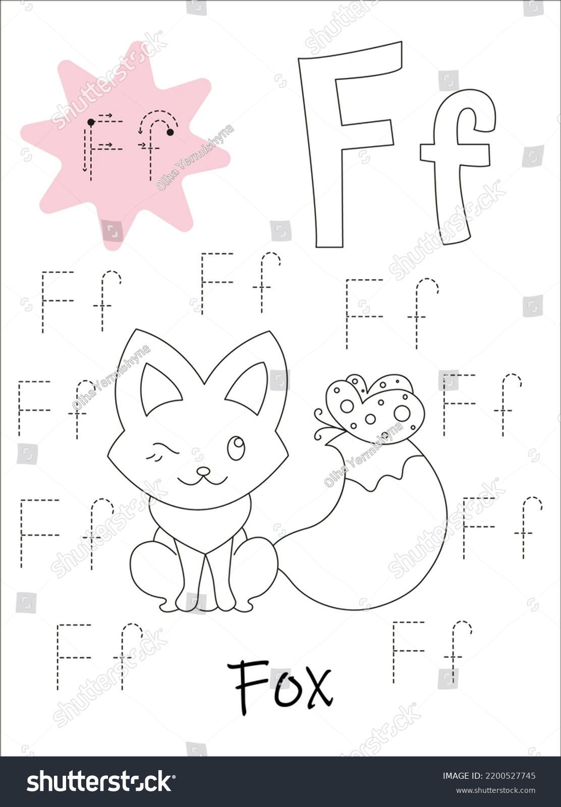 Coloring Book Copybook Children Letter F Stock Vector (Royalty Free ...