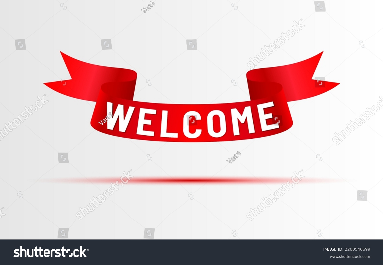 Welcome Red Ribbon Satin Banner Logo Stock Vector (Royalty Free