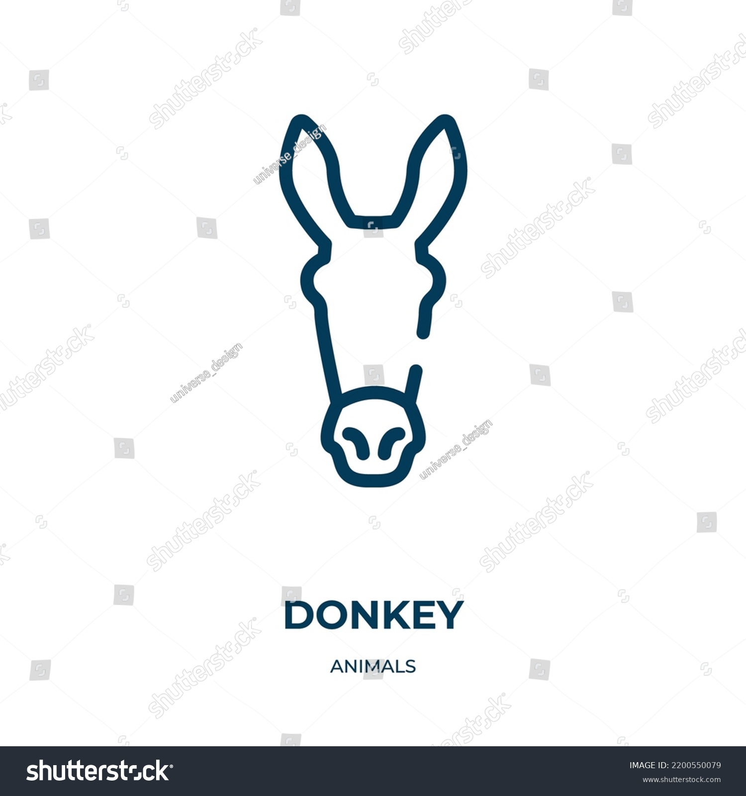 Donkey Icon Linear Vector Illustration Animals Stock Vector (Royalty ...