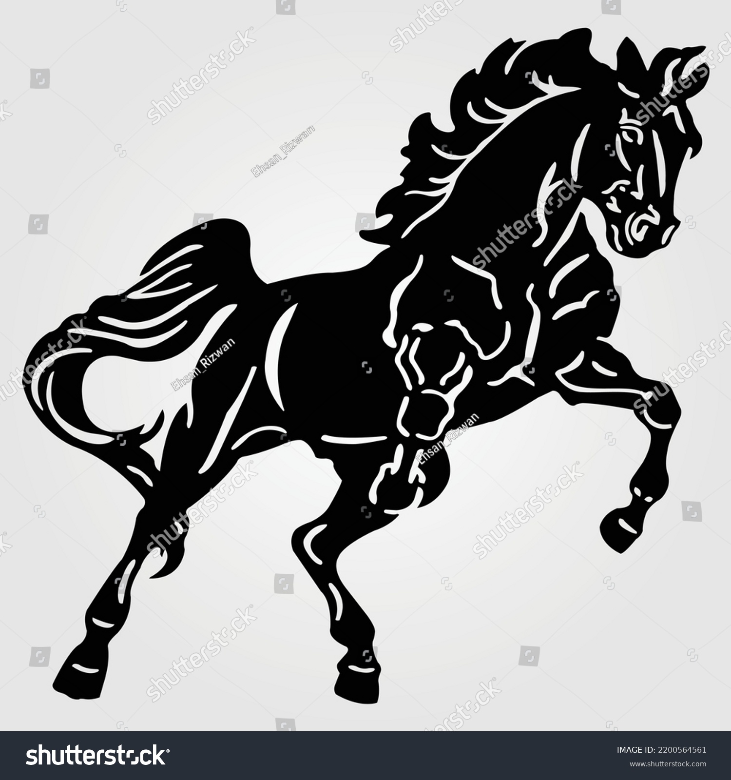 Horses Silhouette Vector Illustration Equestrian Equine Stock Vector ...