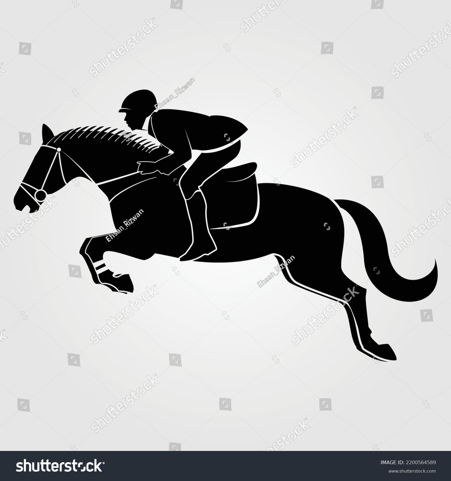 Horses Silhouette Vector Illustration Equestrian Equine Stock Vector ...