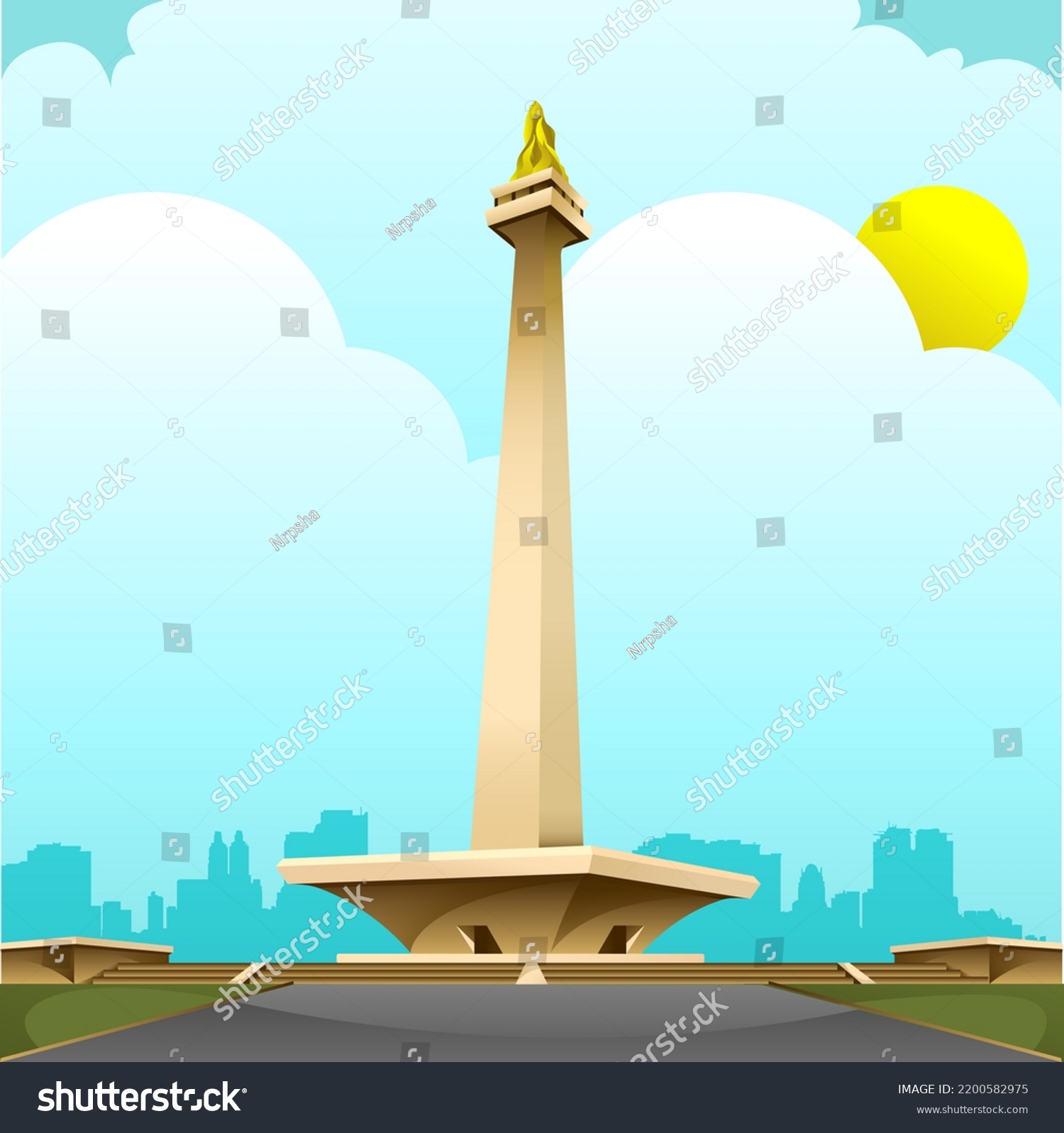 Monumen Nasional Jakarta Monas Icon Jakarta Stock Vector (Royalty Free ...