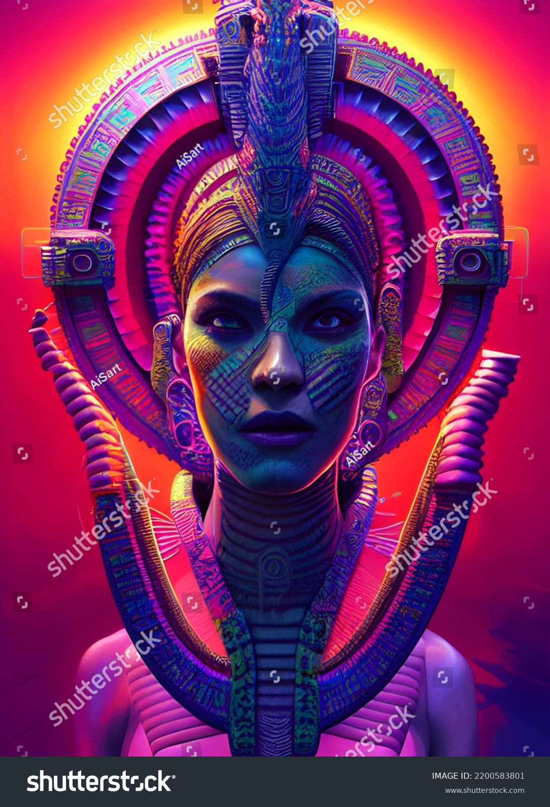 Aztec Serpent Warrior Princess Hyper Detailed Stock Illustration ...