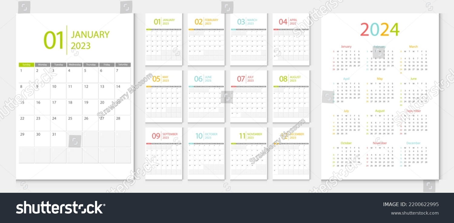 Calendar 2023 Calendar 2024 Week Start Stock Vector Royalty Free Calendar 2023 Calendar 2024 Week Start Stock Vector Royalty Free