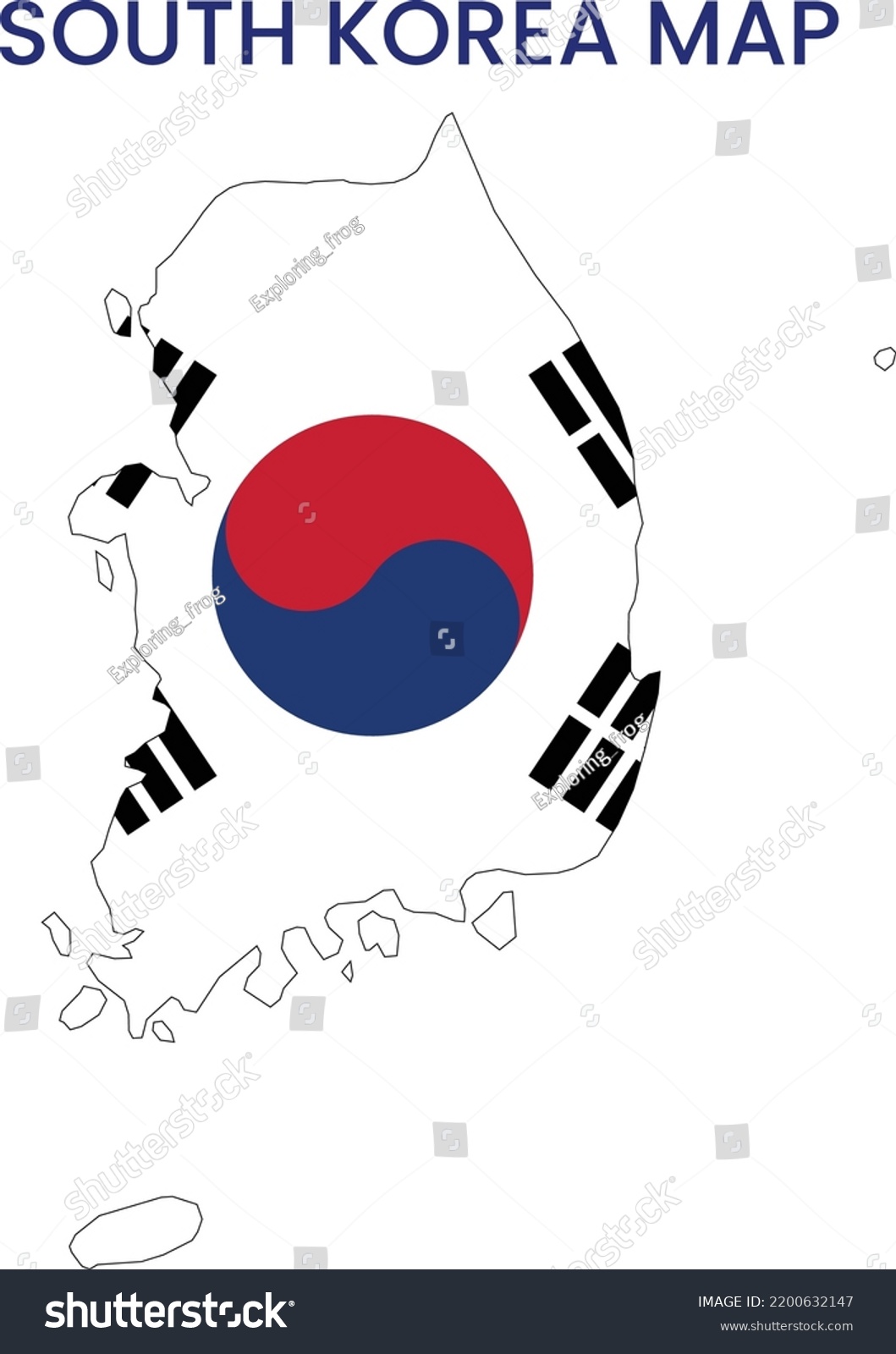 High Detailed Map South Korea Outline Stock Vector Royalty Free   Stock Vector High Detailed Map Of South Korea Outline Map Of South Korea Asia 2200632147 