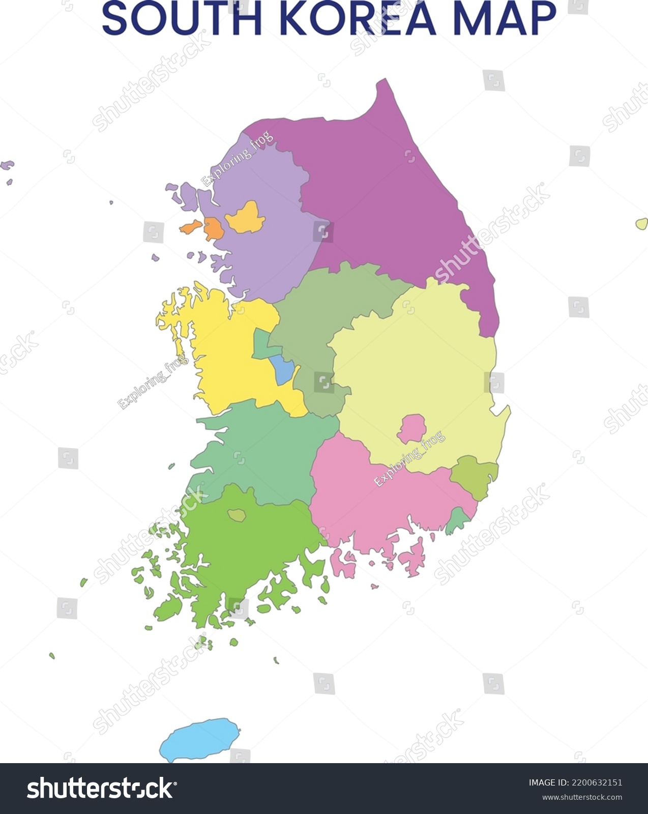 High Detailed Map South Korea Outline Stock Vector (Royalty Free ...