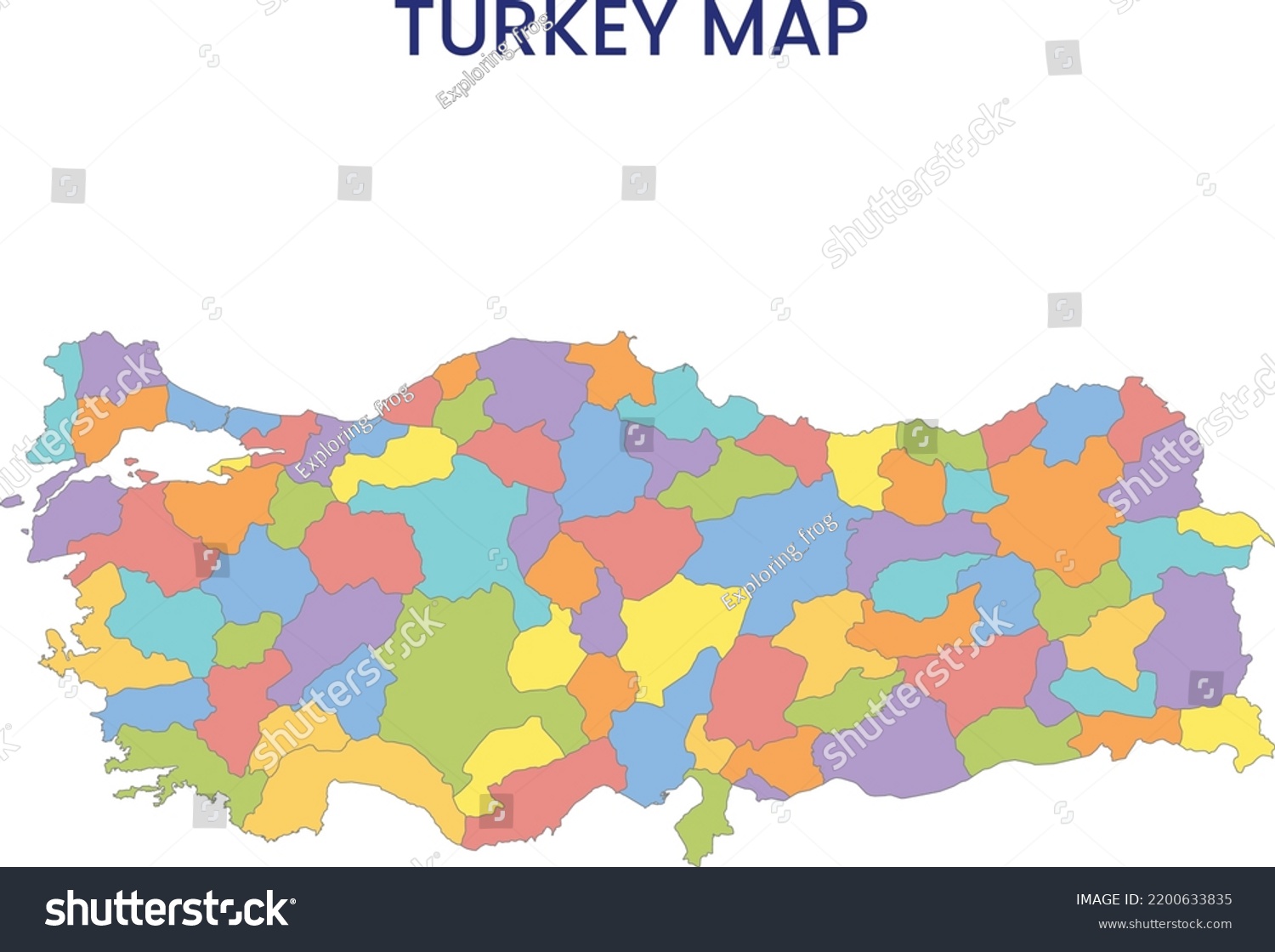 High Detailed Map Turkey Outline Map Stock Vector Royalty Free   Stock Vector High Detailed Map Of Turkey Outline Map Of Turkey Asia 2200633835 