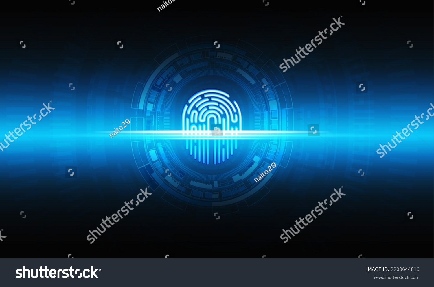 Futuristic Fingerprint Technology Circuit Identify Security Stock   Stock Vector Futuristic Fingerprint Technology With Circuit Identify Security Background Vector Illustration 2200644813 