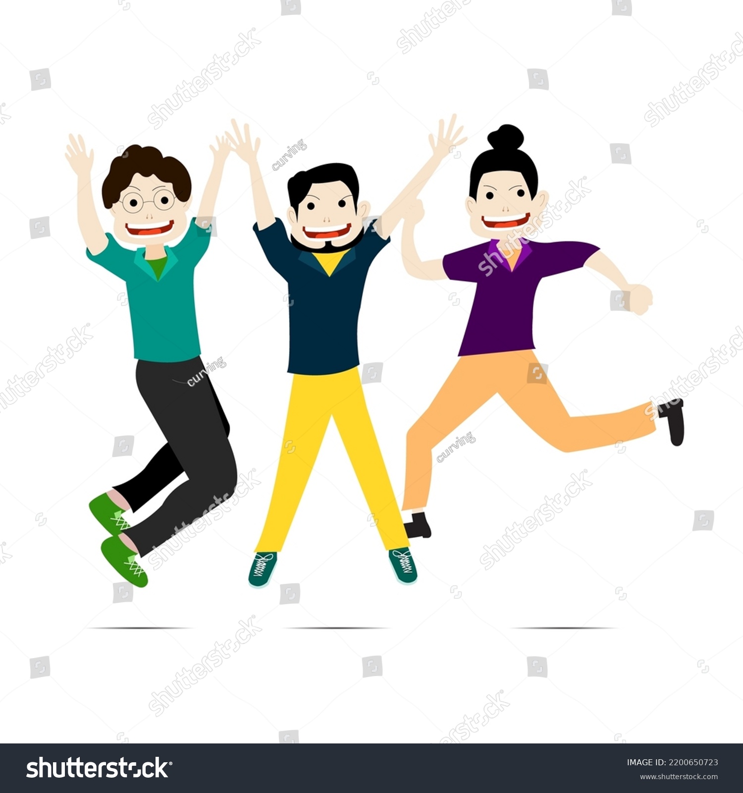 People Happy Jumping Vector Illustration Stock Vector (Royalty Free ...