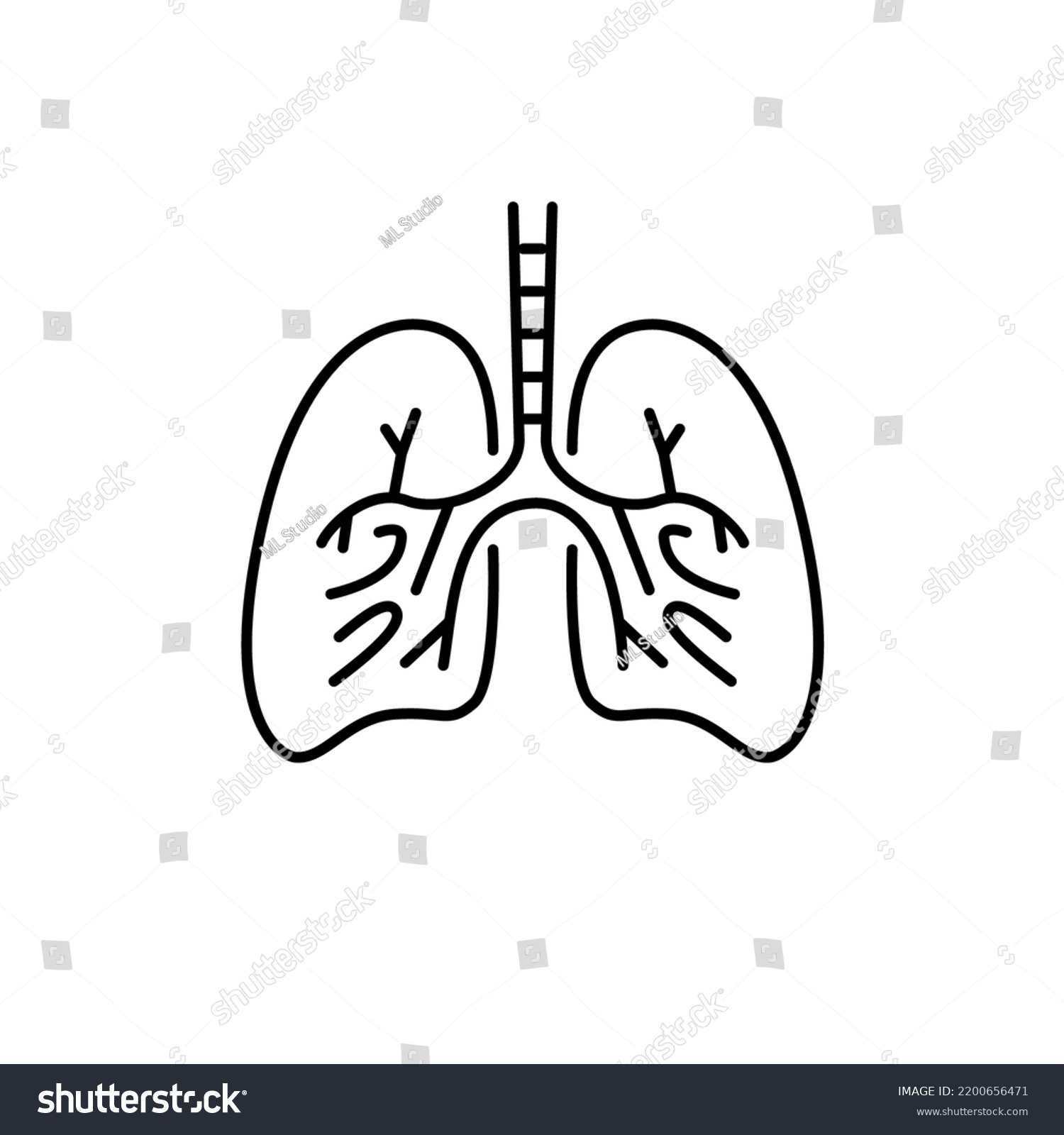 Outline Lungs Design Silhouette Logo Design Stock Vector (Royalty Free ...