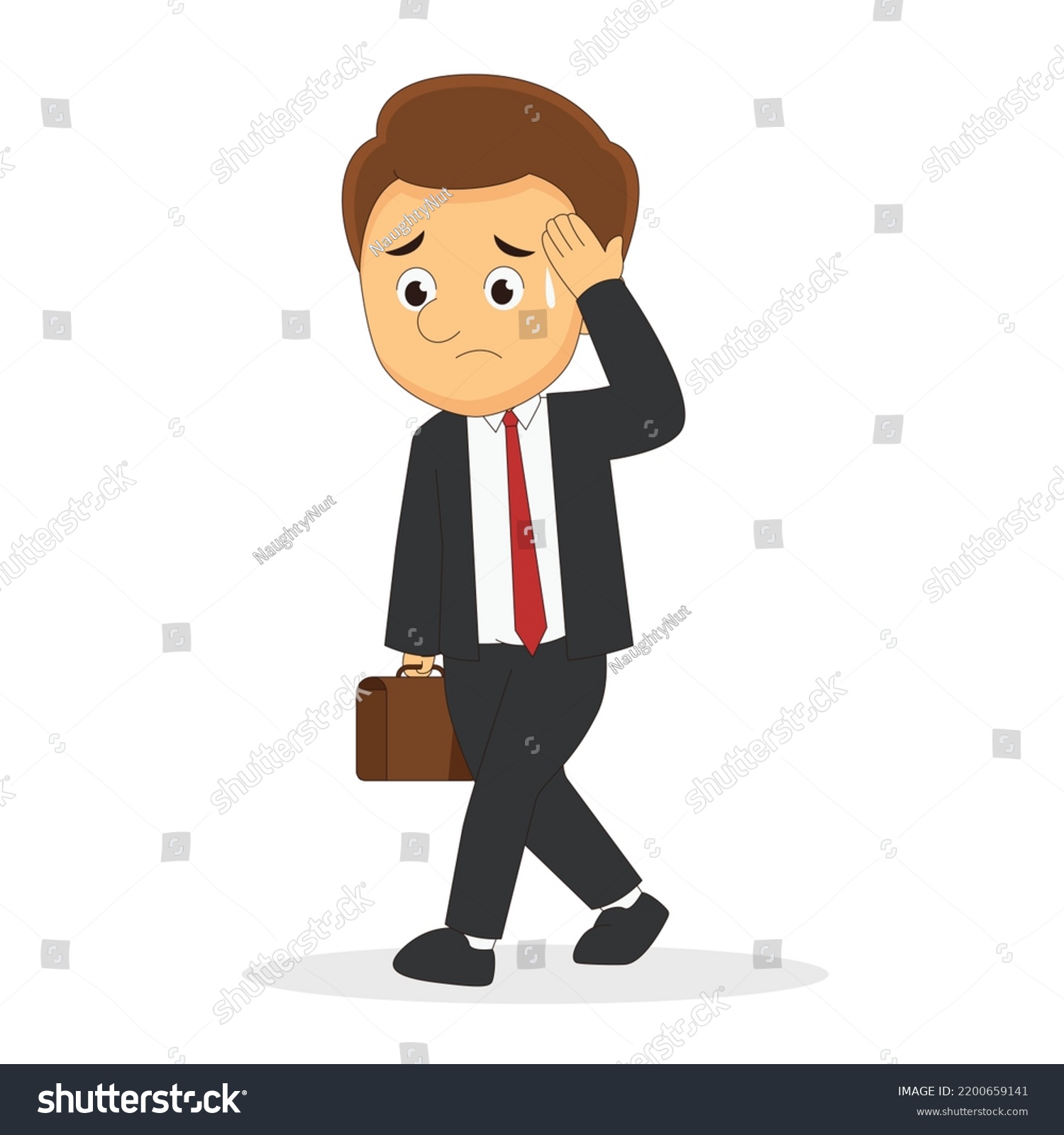 Businessman Walk Sad Tired Weary Character Stock Vector Royalty Free