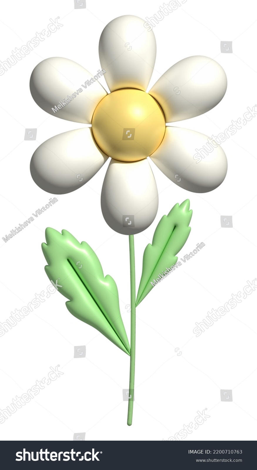 3d Daisy Flower Cartoon Style Cute Stock Illustration 2200710763 ...