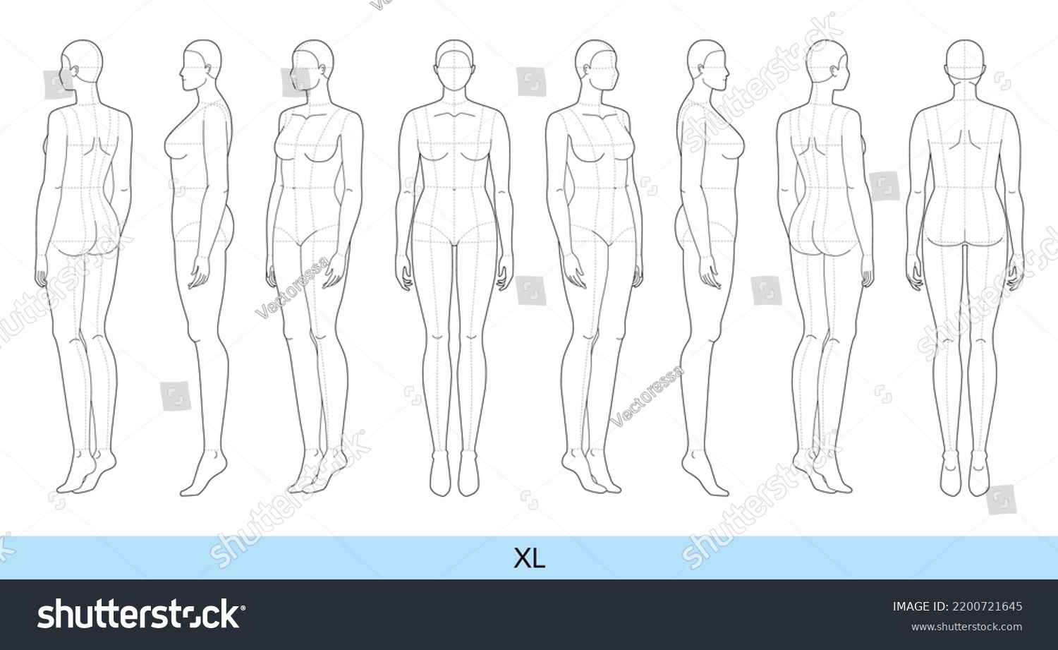 Set Xl Women Fashion Template 9 Stock Vector (Royalty Free) 2200721645 ...