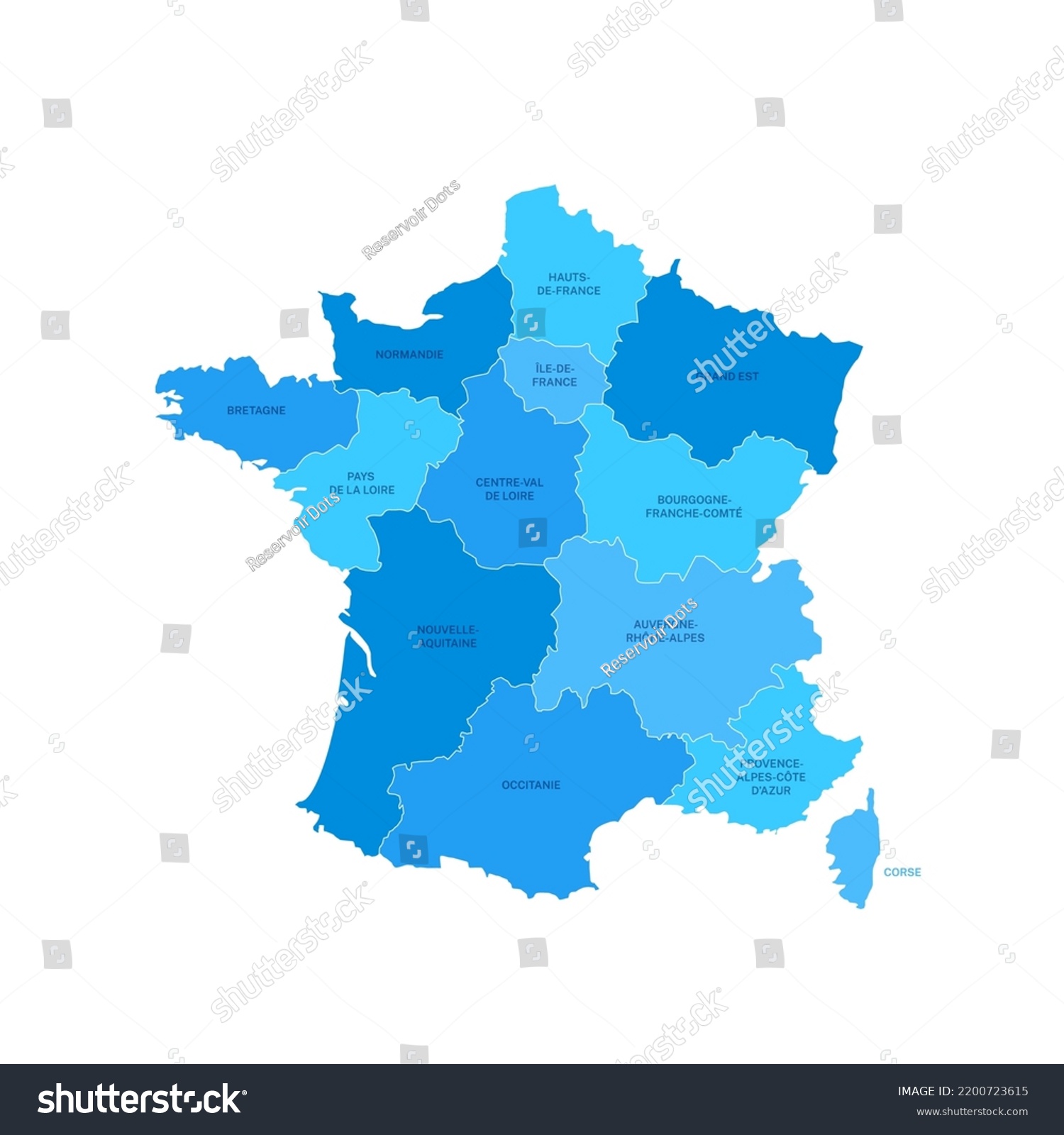 France Regions Map Editable Outline Vector Stock Vector (Royalty Free ...