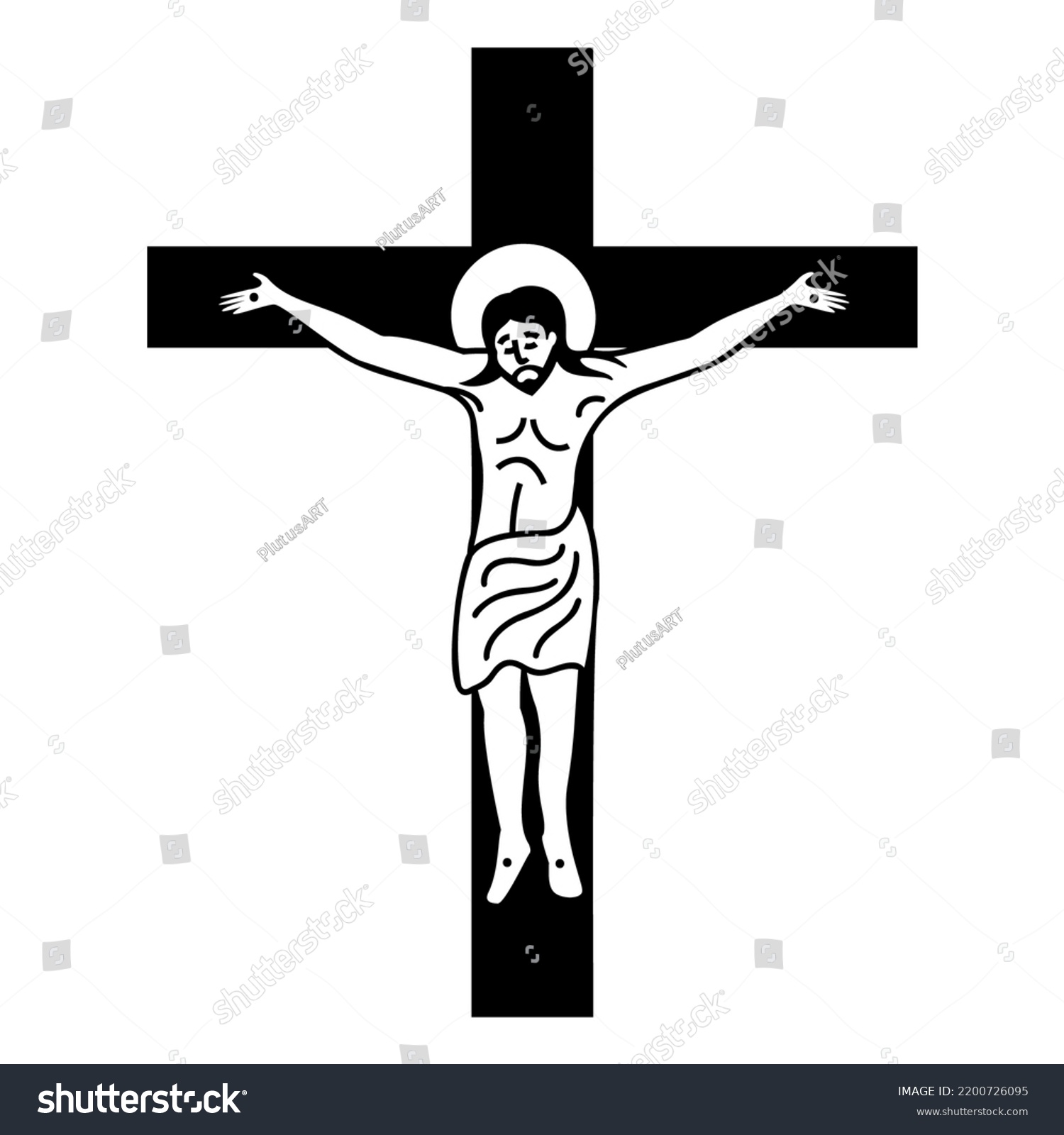 Black Icon Crucifixion Christ On Cross Stock Vector (Royalty Free ...