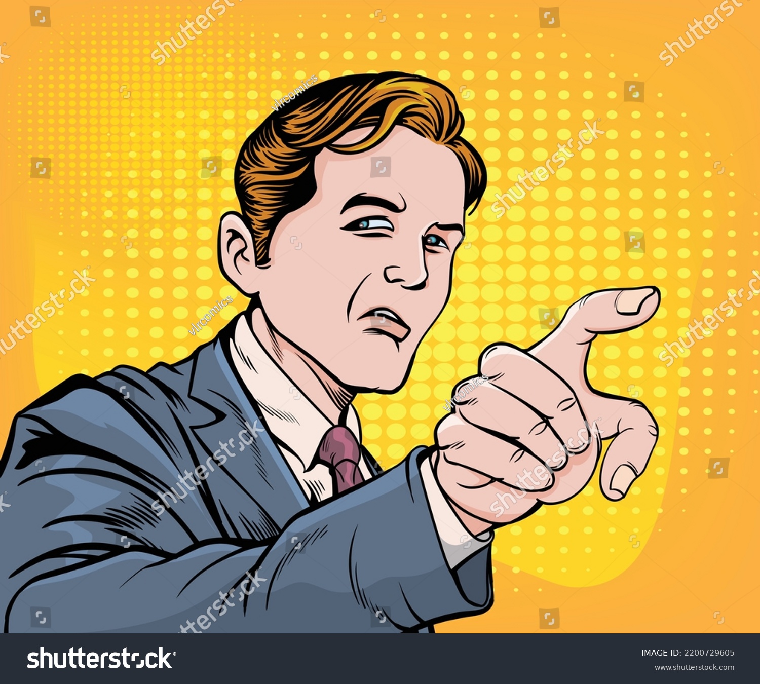 Angry Upset Man He Points His Stock Vector (Royalty Free) 2200729605 ...