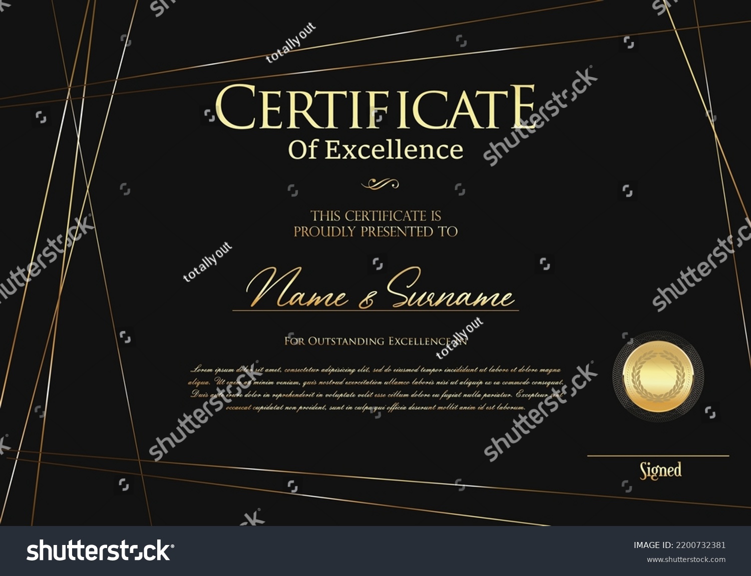 Certificate Diploma Black Gold Design Vector Stock Vector (Royalty Free ...