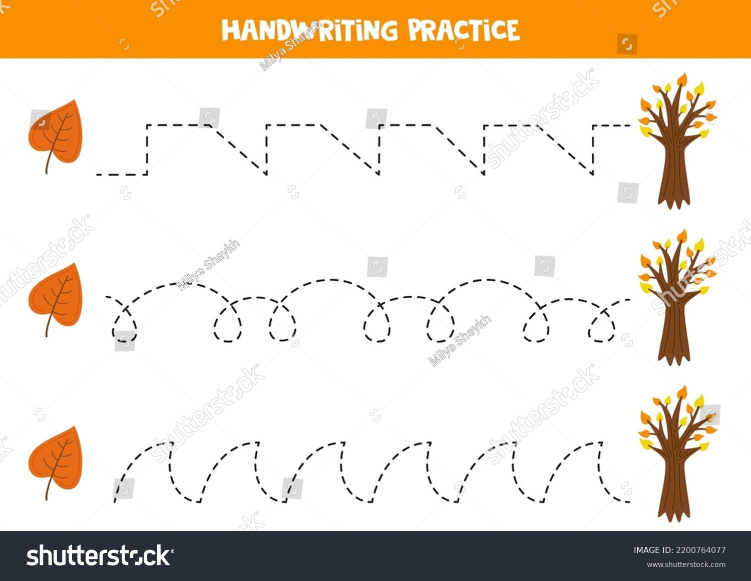 Tracing Lines Kids Hand Drawn Trees Stock Vector (Royalty Free ...