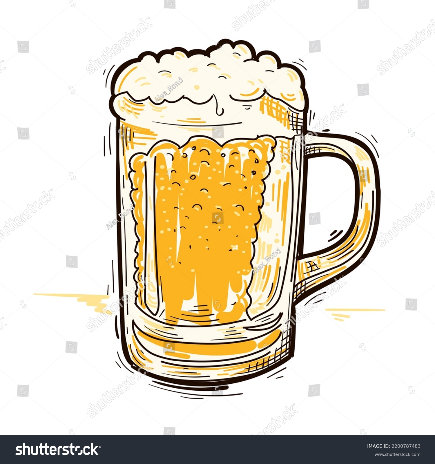 Glass Beer Drawn Cartoon Illustration Stock Vector (Royalty Free ...