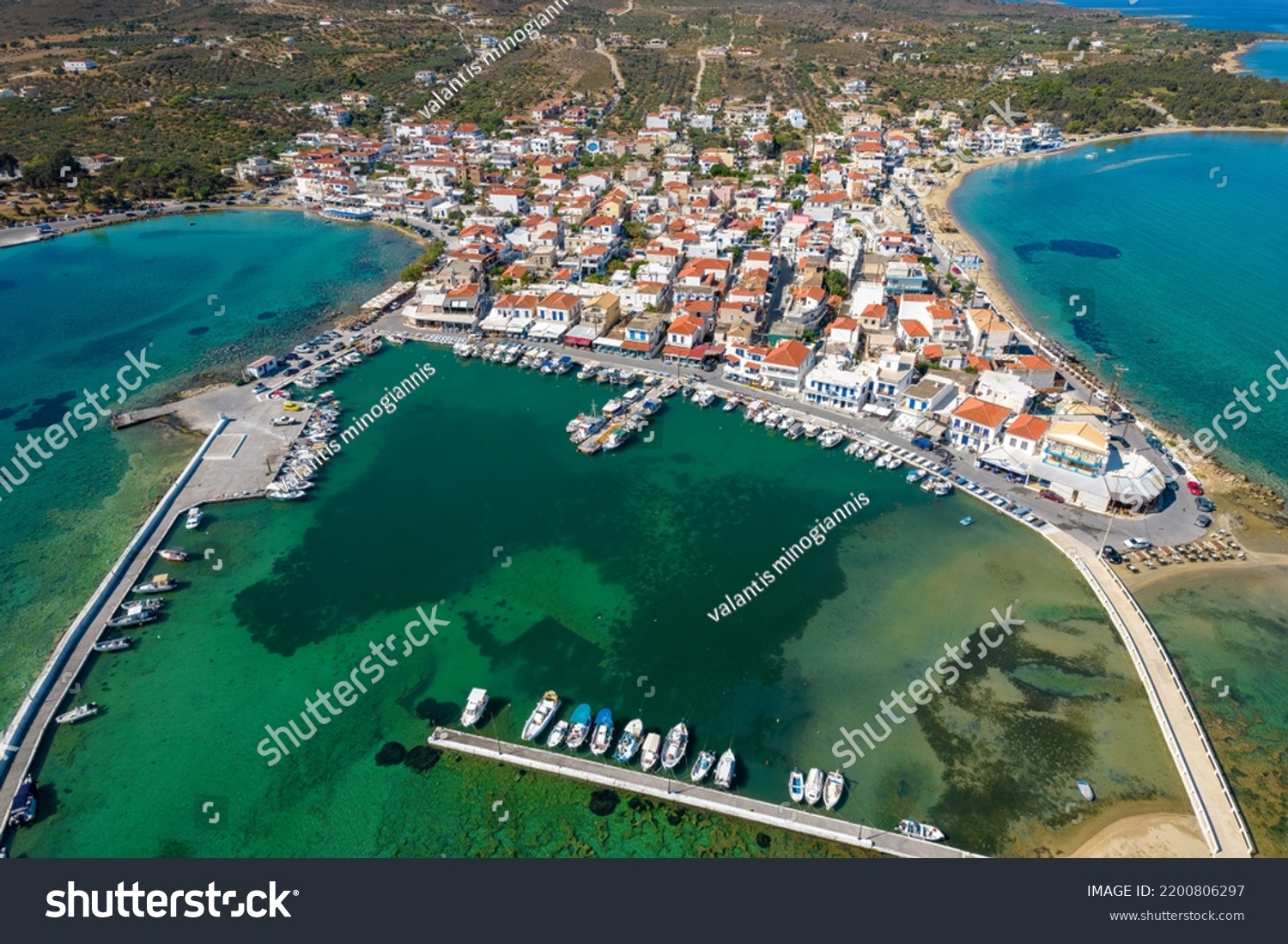 Aerial View Elafonisos Main Village Located Stock Photo 2200806297 ...