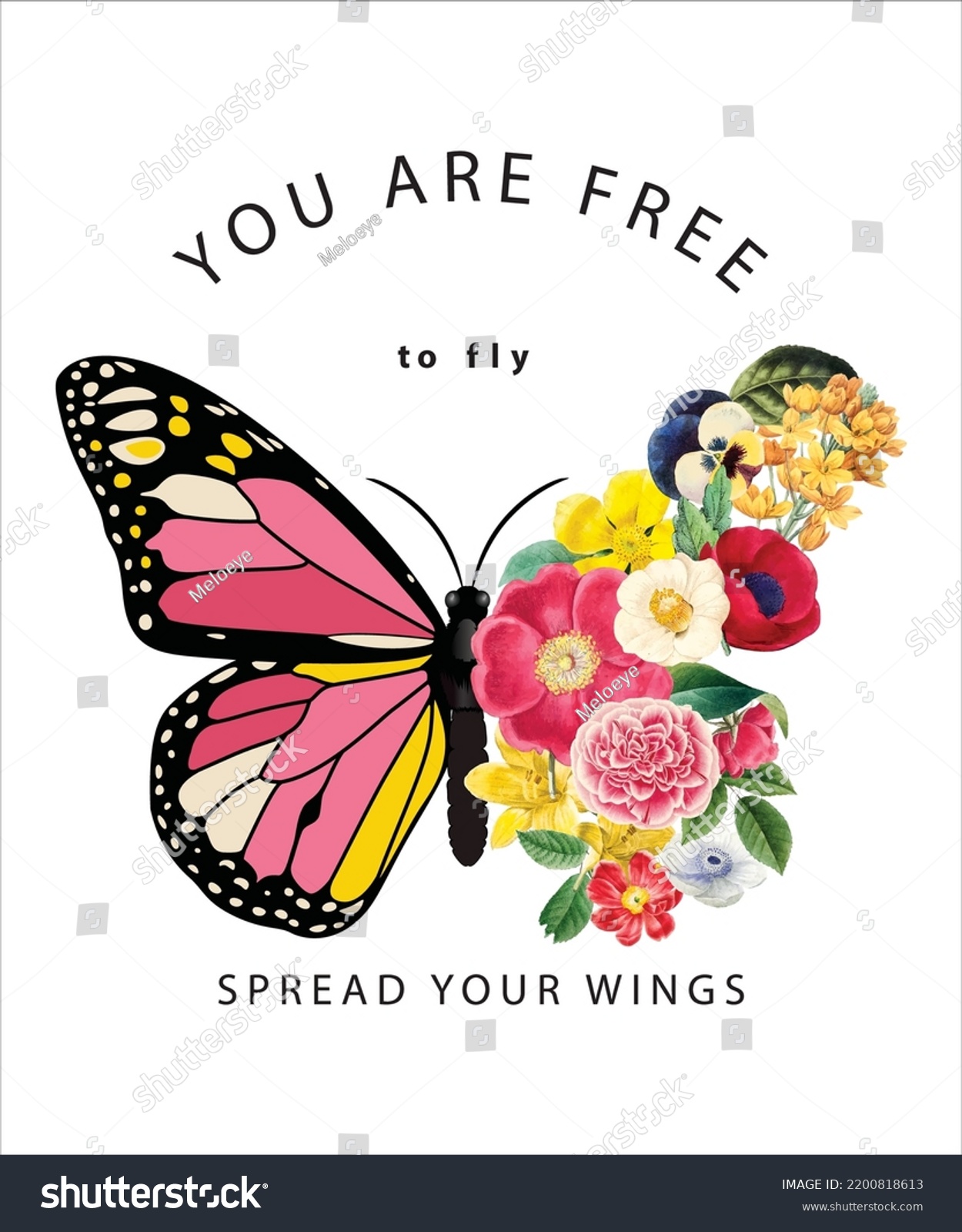 You Free Fly Slogan Text Colorful Stock Vector (Royalty Free ...