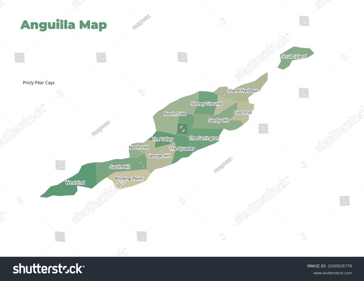 Map Anguilla Vector Political Map Stock Vector (Royalty Free ...