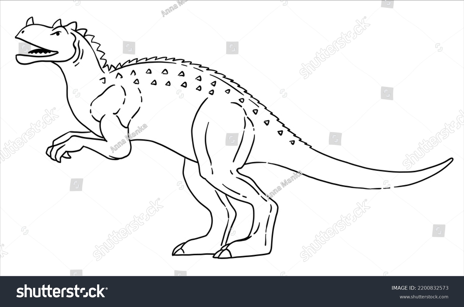 Allosaurus Dinosaur Illustration Black White Style Stock Vector ...