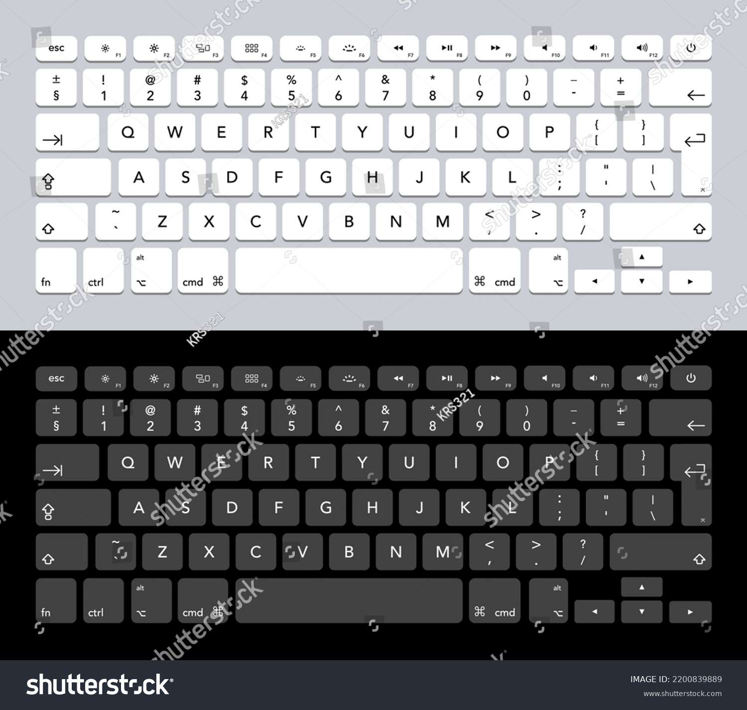 Computer Keyboard Set White Black Keyboard Stock Vector (Royalty Free ...