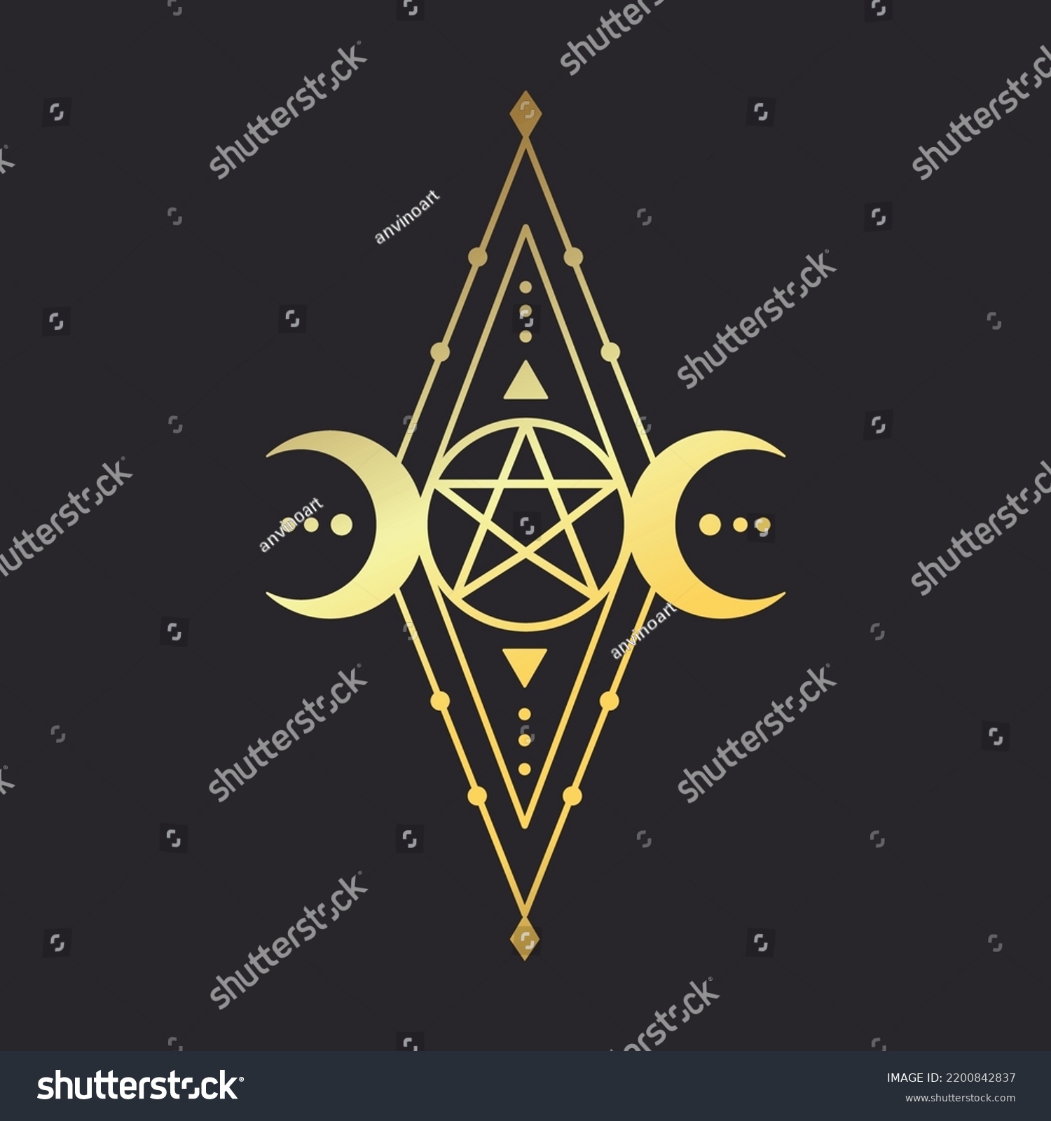 Moon Star Gold Mystical Logo Vector Stock Vector (Royalty Free ...