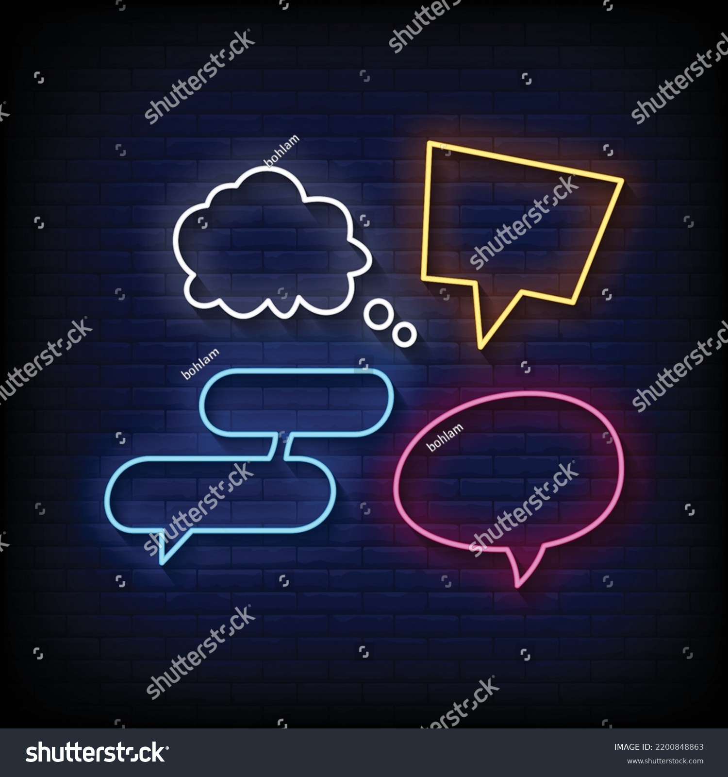 Neon Sign Speech Bubble Brick Wall Stock Vector Royalty Free