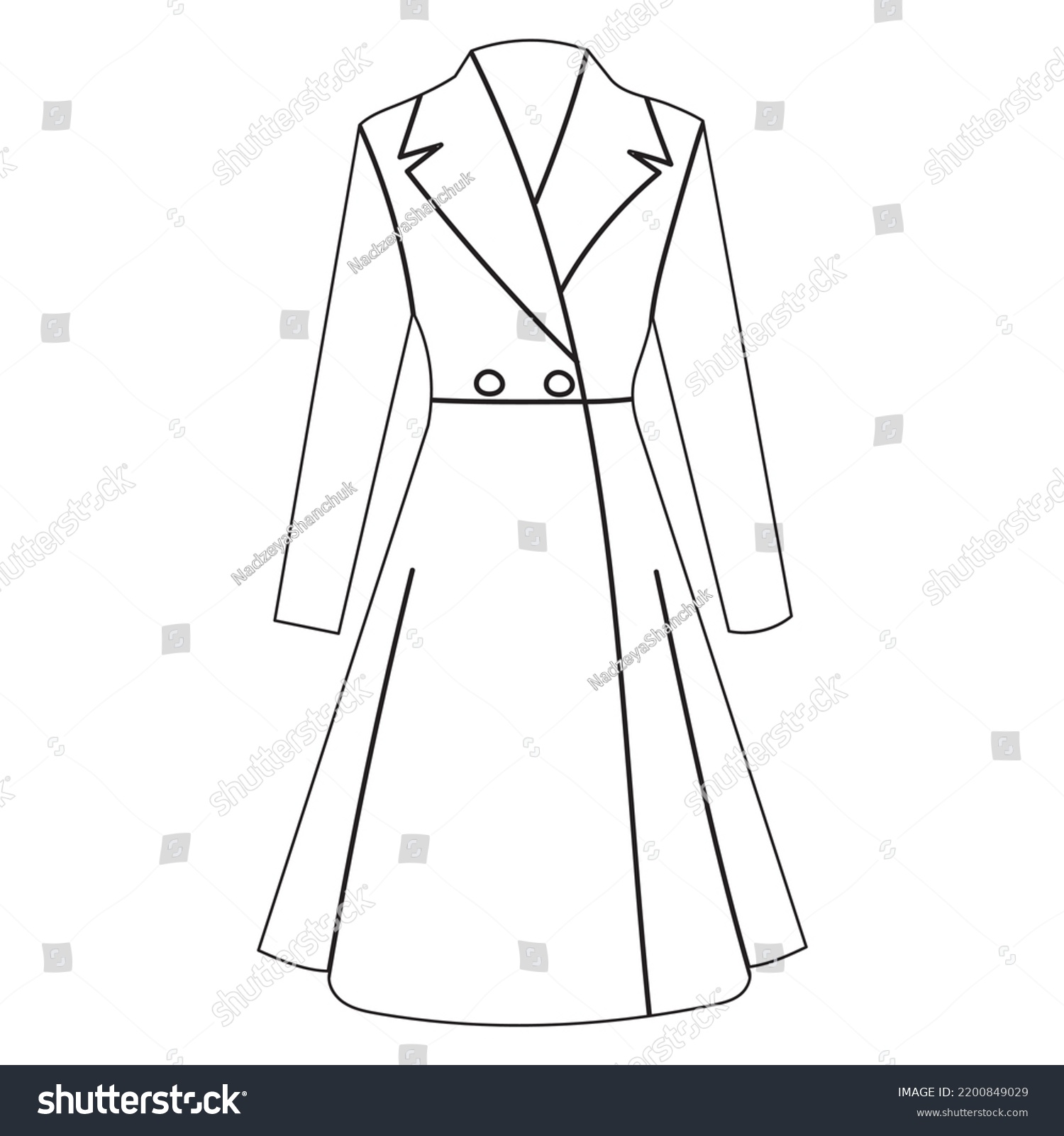 Raincoat Sketch Outline Isolated Vector Stock Vector (Royalty Free ...