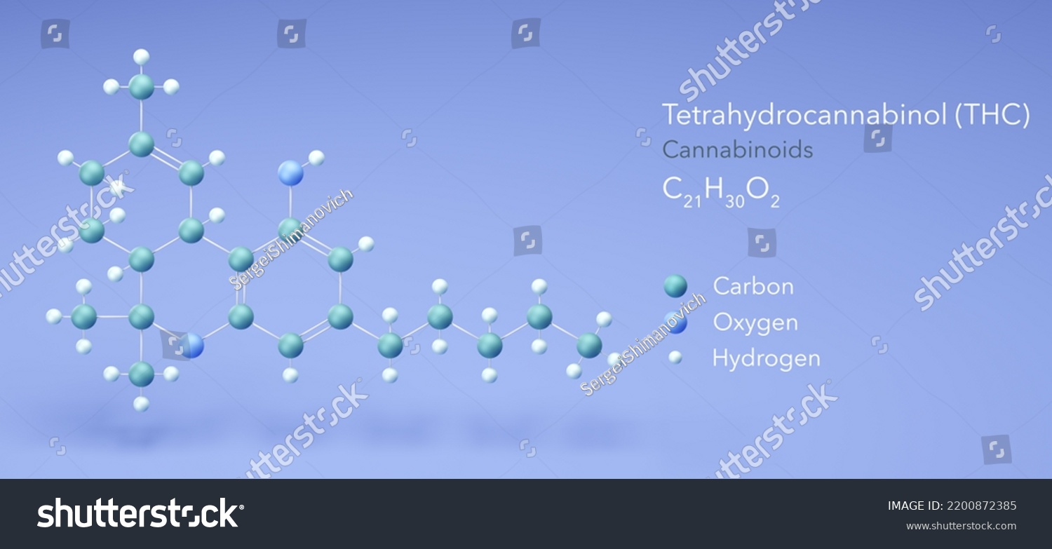 Tetrahydrocannabinol Thc Cannabinoid Molecular Structures 3d Stock ...