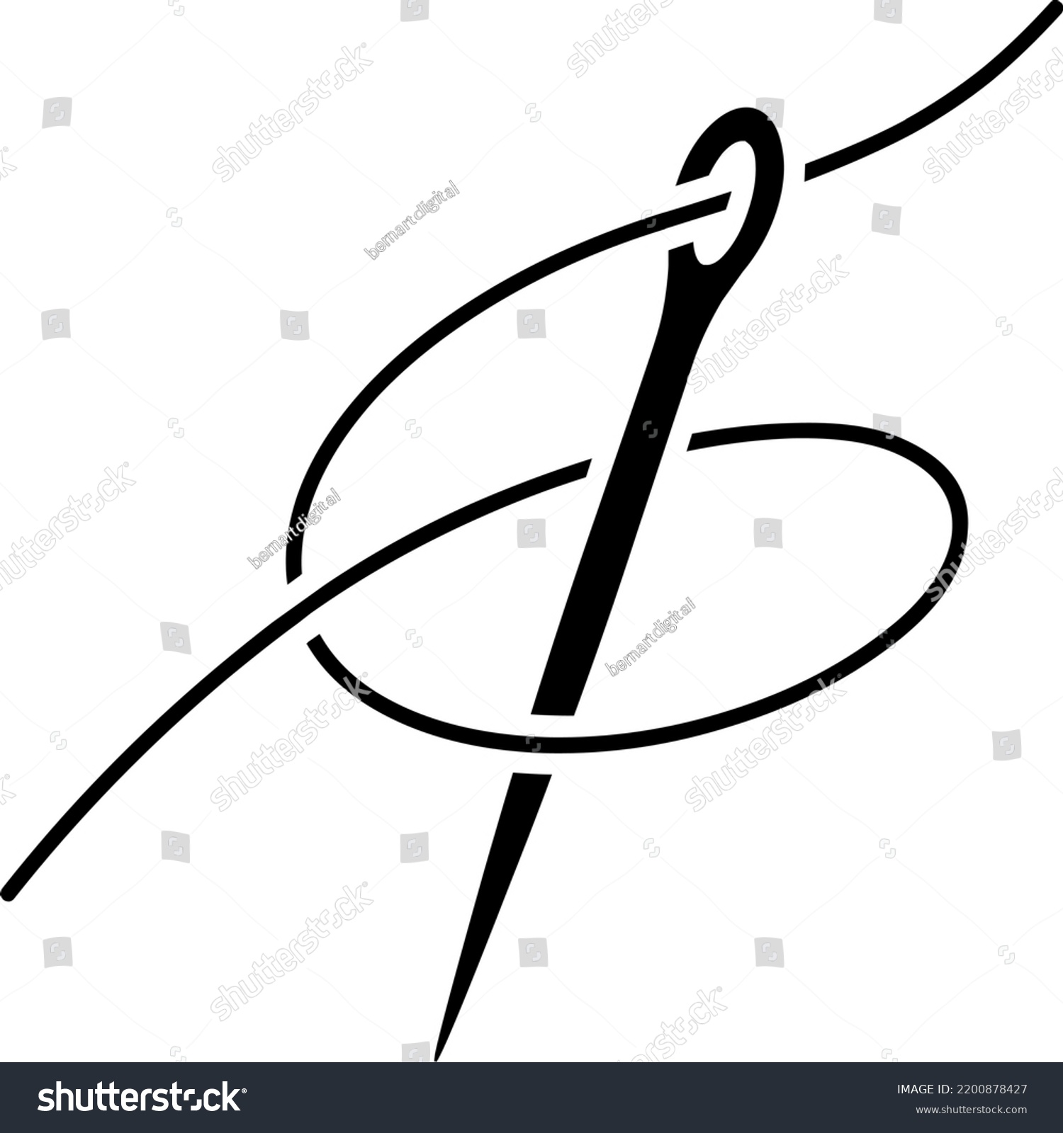 Needle Thread Black White Drawing Vector Stock Vector (Royalty Free ...