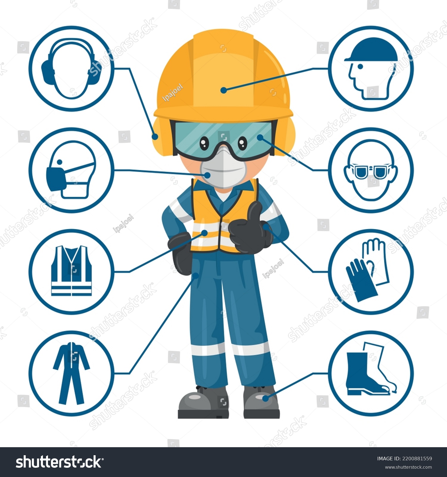 Industrial Worker Personal Protective Equipment Icons Stock Vector ...