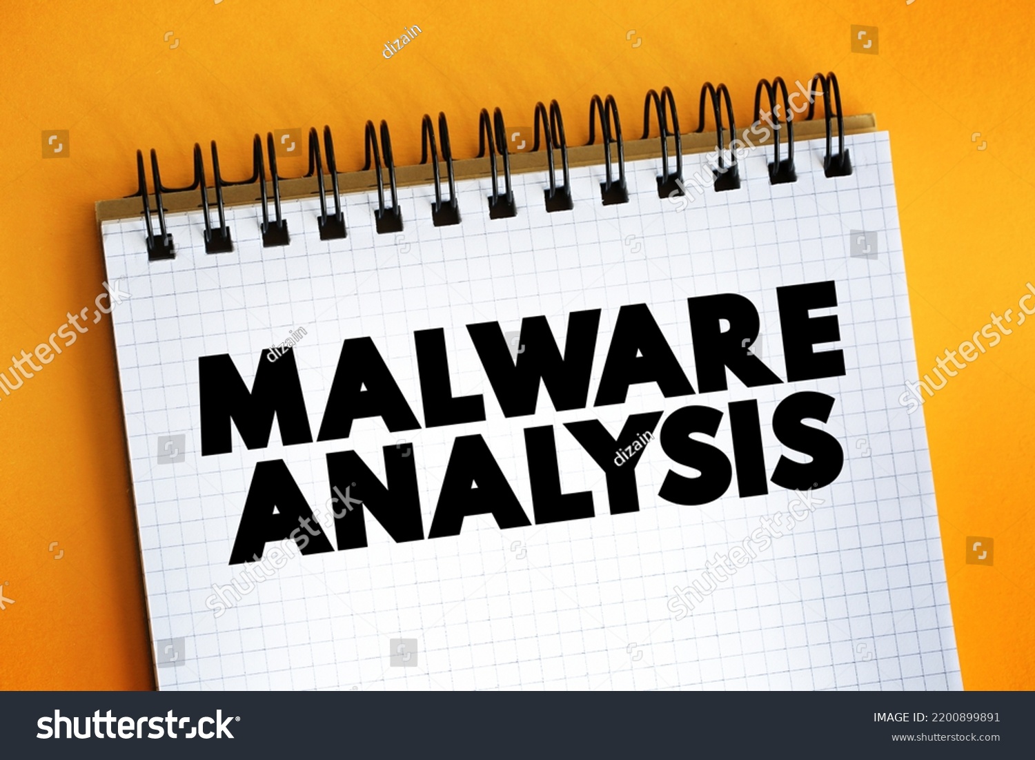 Malware Analysis Text On Notepad Concept Stock Photo 2200899891