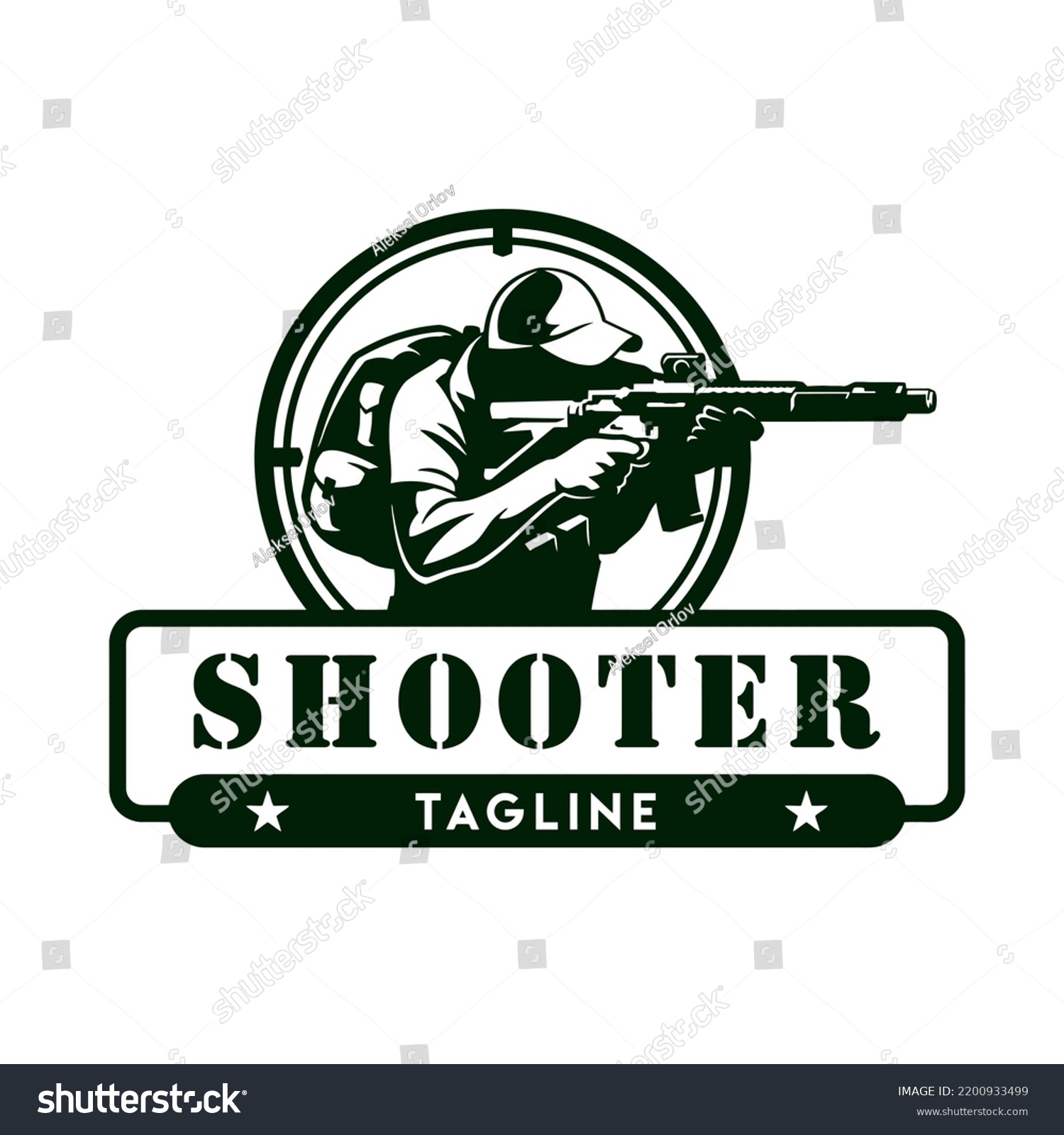 Shooter Gun Scope Frame Logo Cartoon Stock Illustration 2200933499 ...