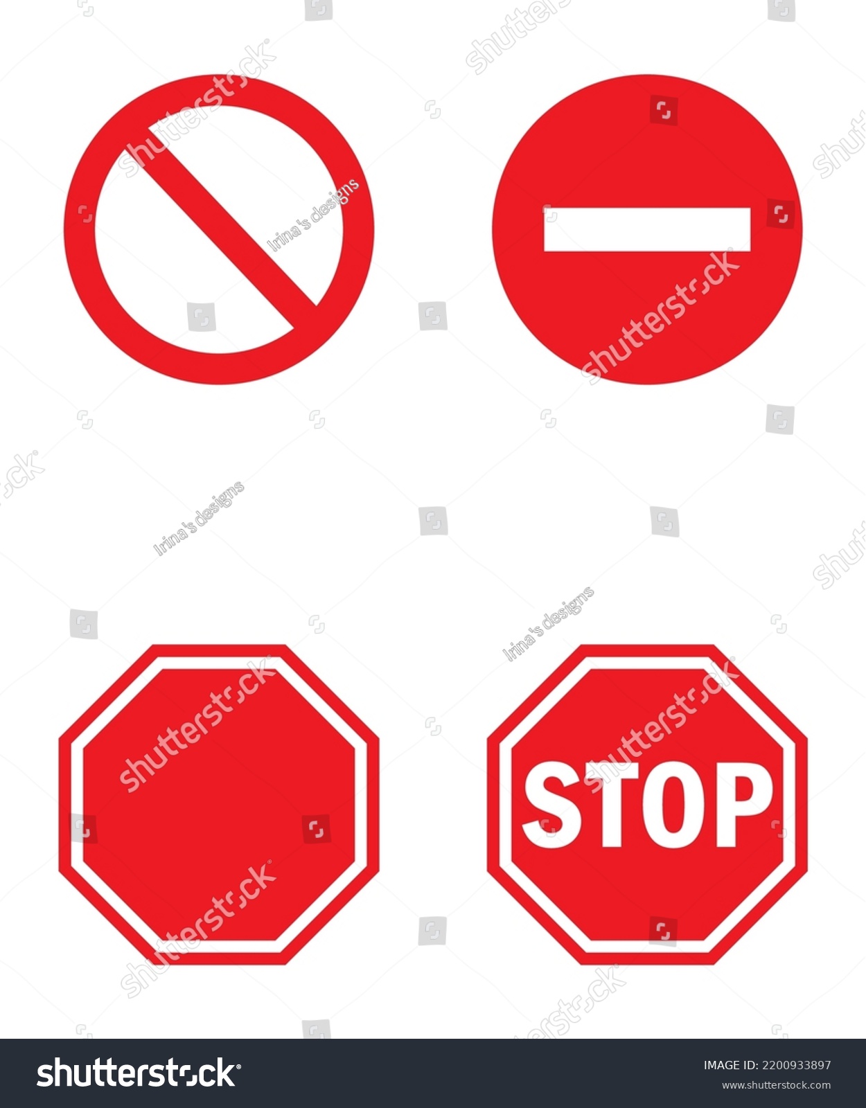 Road Stop Signs Red White Stock Vector (Royalty Free) 2200933897 ...