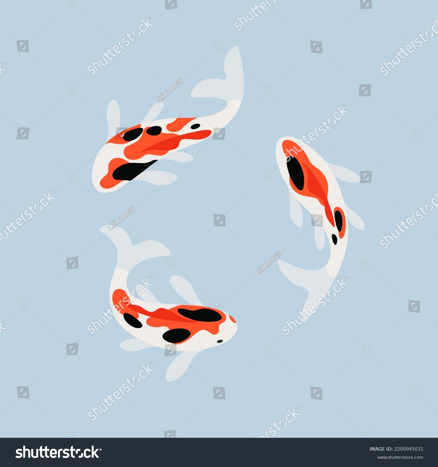 Koi Carp Swim Water Around Flat Stock Vector (Royalty Free) 2200945031 ...