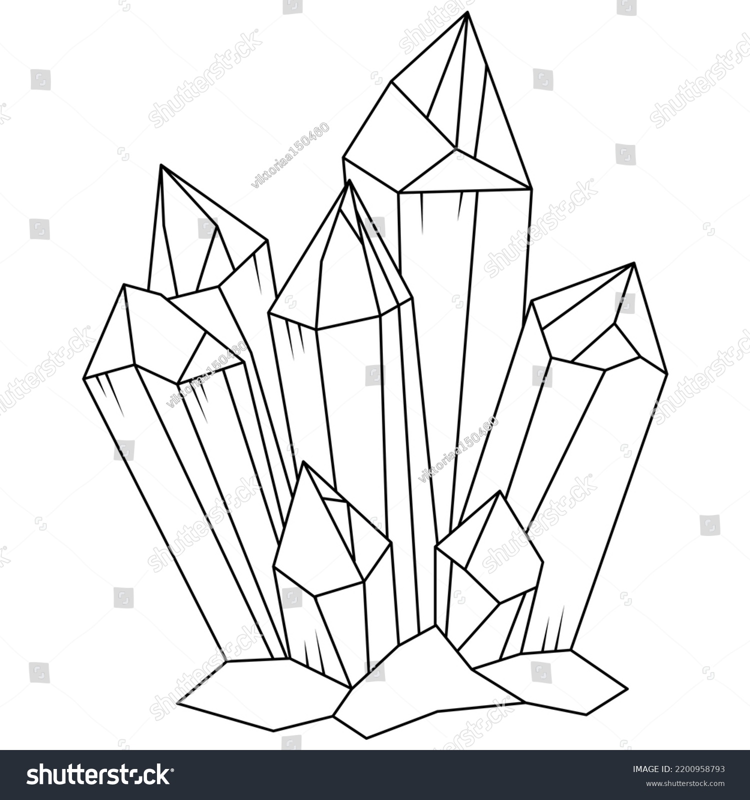 Crystal Tattoo Vector Illustration Line Art Stock Vector (royalty Free 