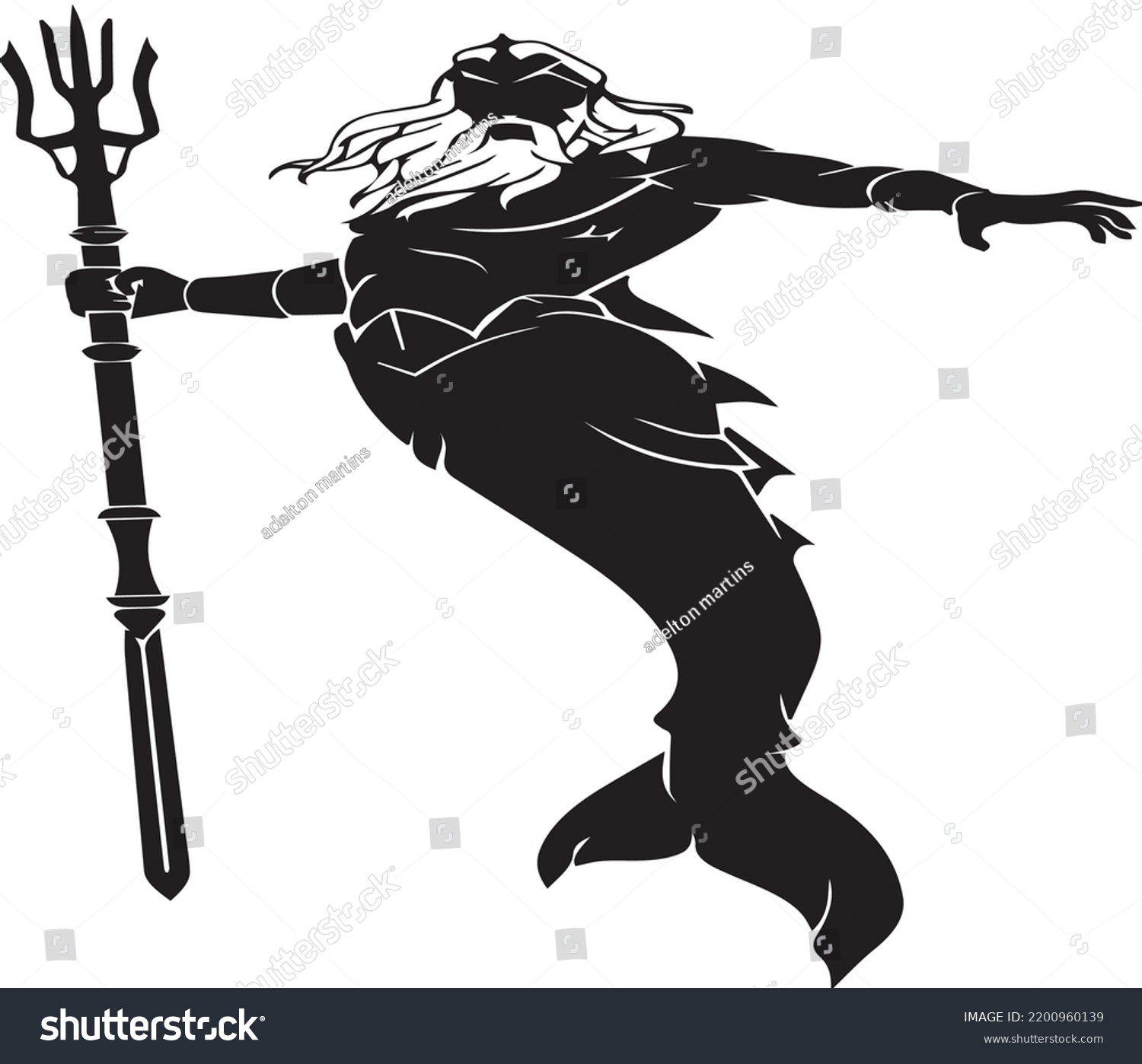 Poseidon Greek God Seas Rivers Stock Vector (Royalty Free) 2200960139 ...