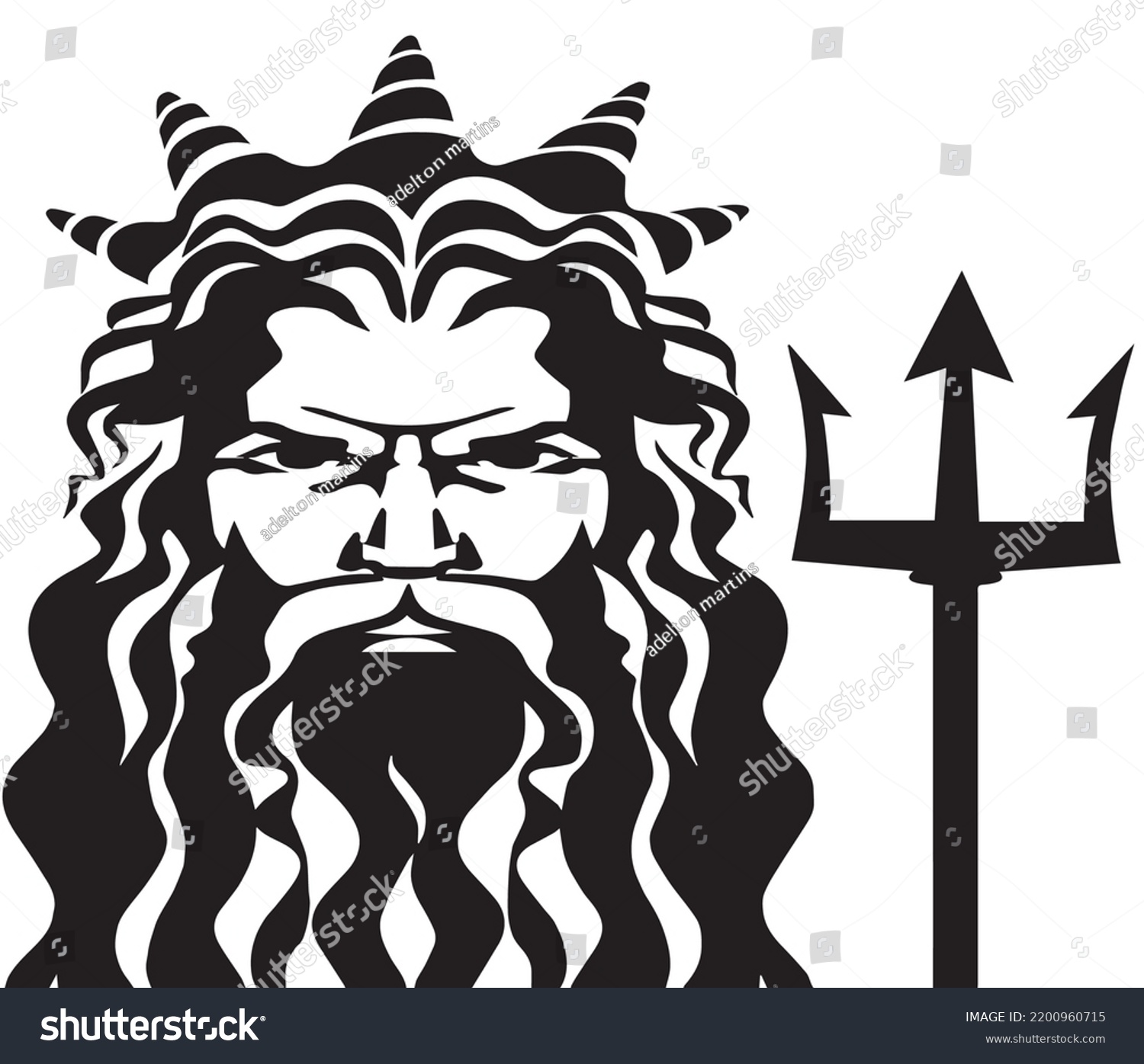 Poseidon Greek God Seas Stock Vector (Royalty Free) 2200960715 ...