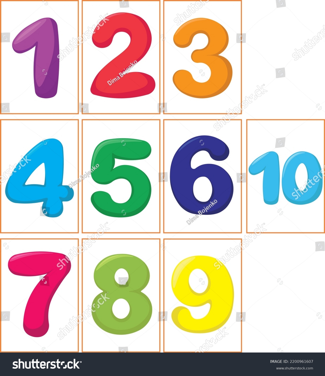 Childrens Bright Colorful Numbers School Vector Stock Vector (royalty 