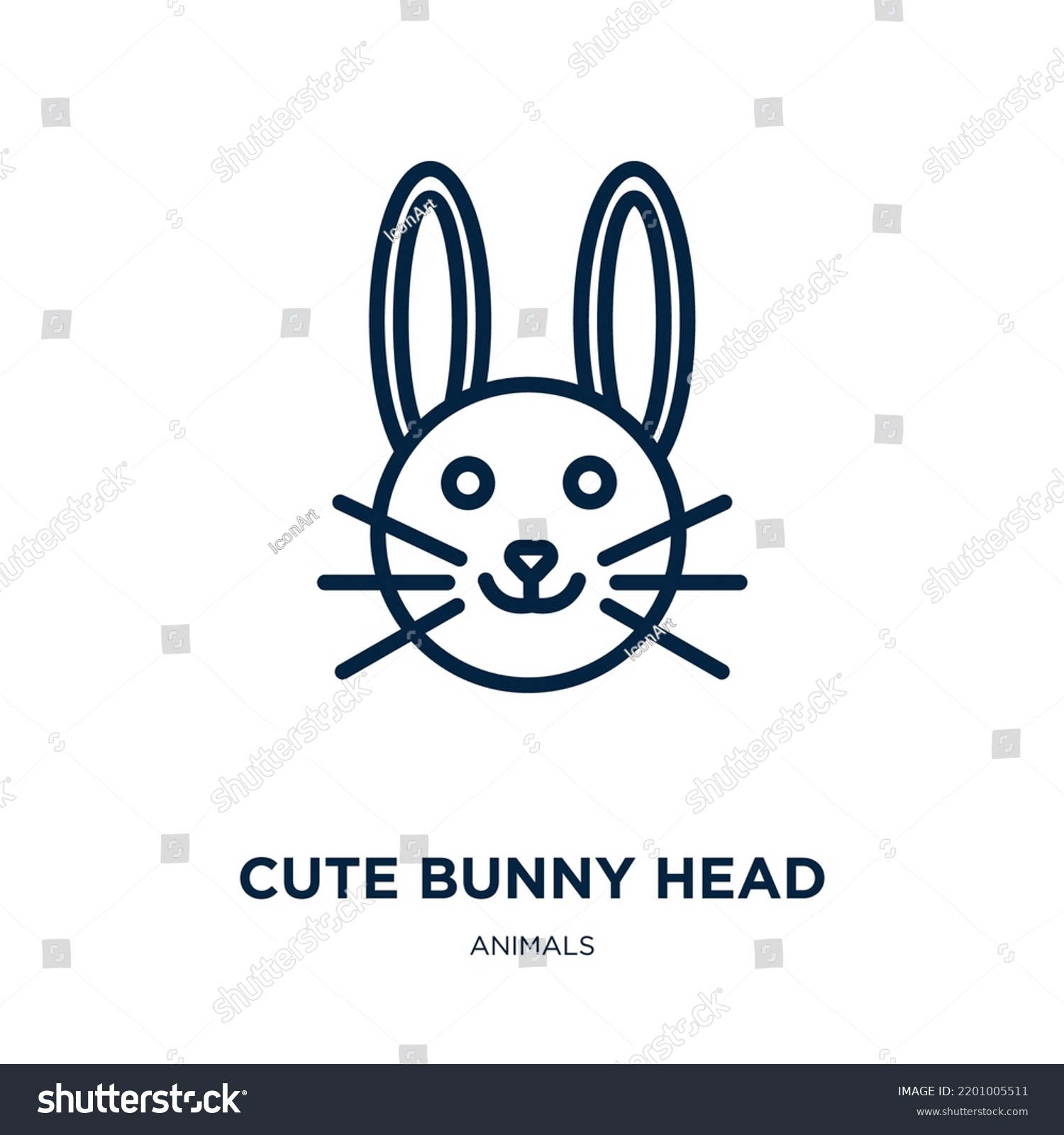 Cute Bunny Head Icon Animals Collection Stock Vector (Royalty Free ...