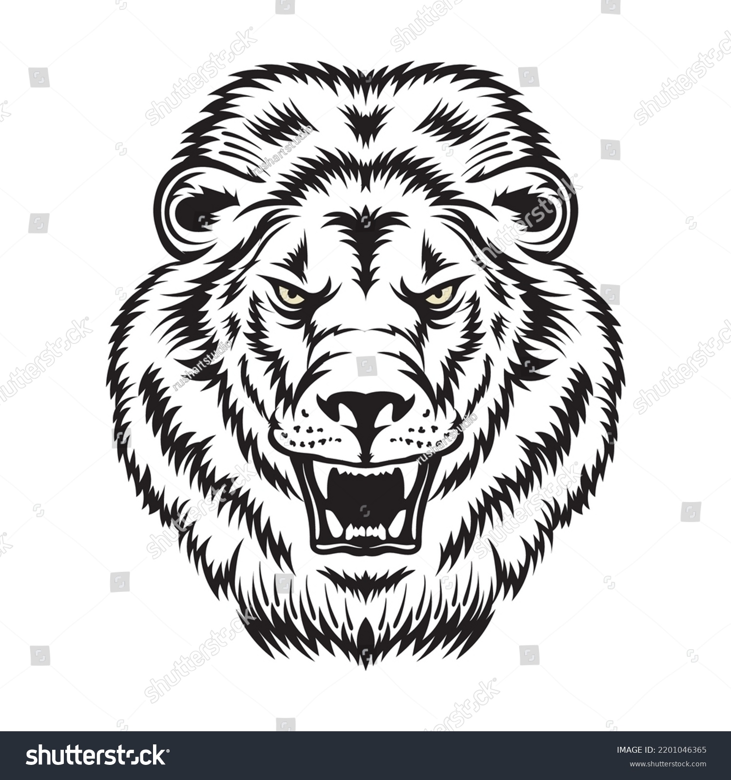 Angry Lion Face Vector Illustration Decorative Stock Vector (Royalty ...