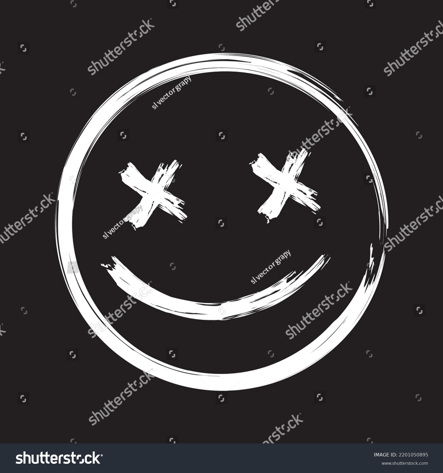 Scary Grunge Smile Face Vector Dead Stock Vector (Royalty Free ...